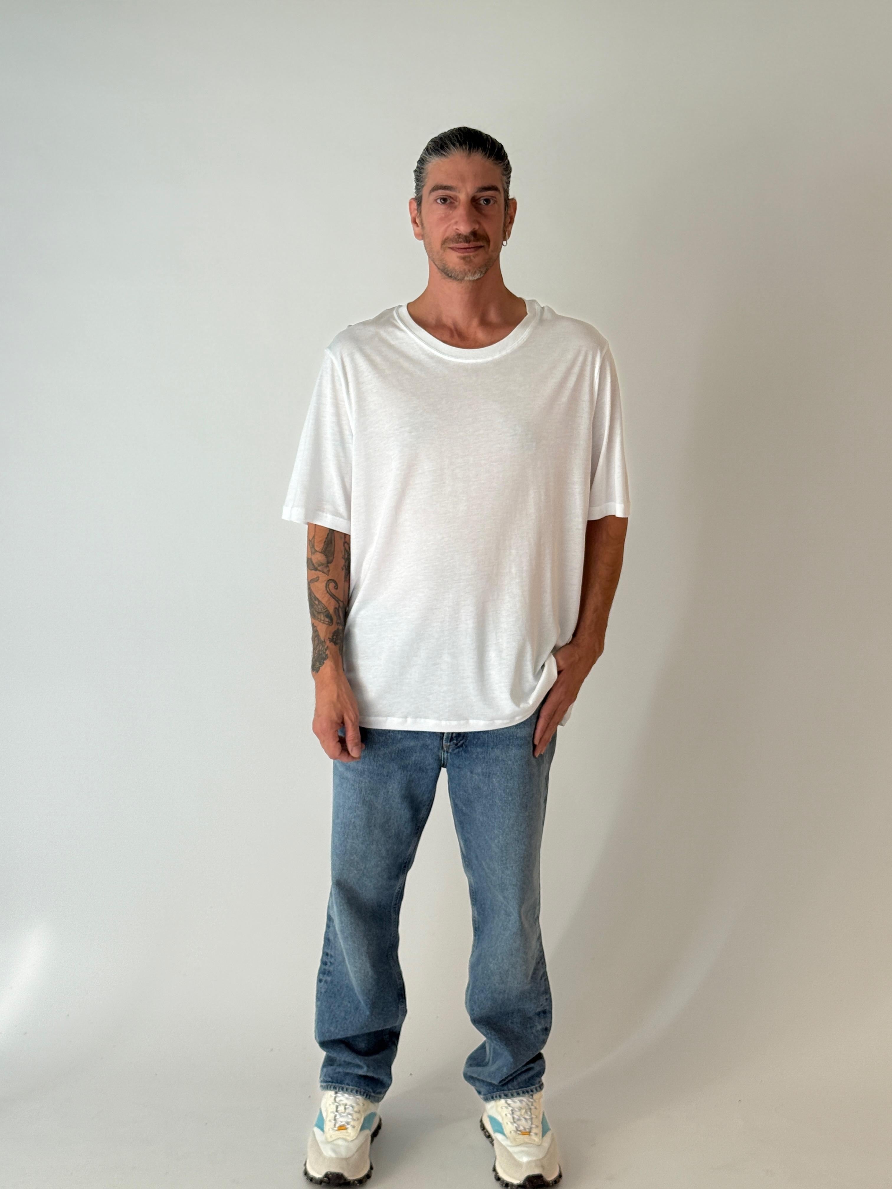 Round neck short slv WHITE