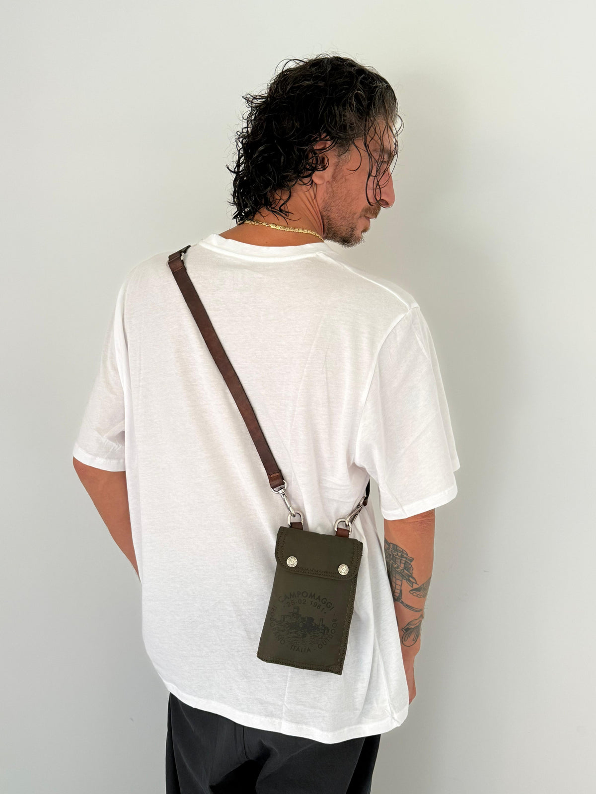 bermina phone holder nylon+cow MILITARY+BROWN
