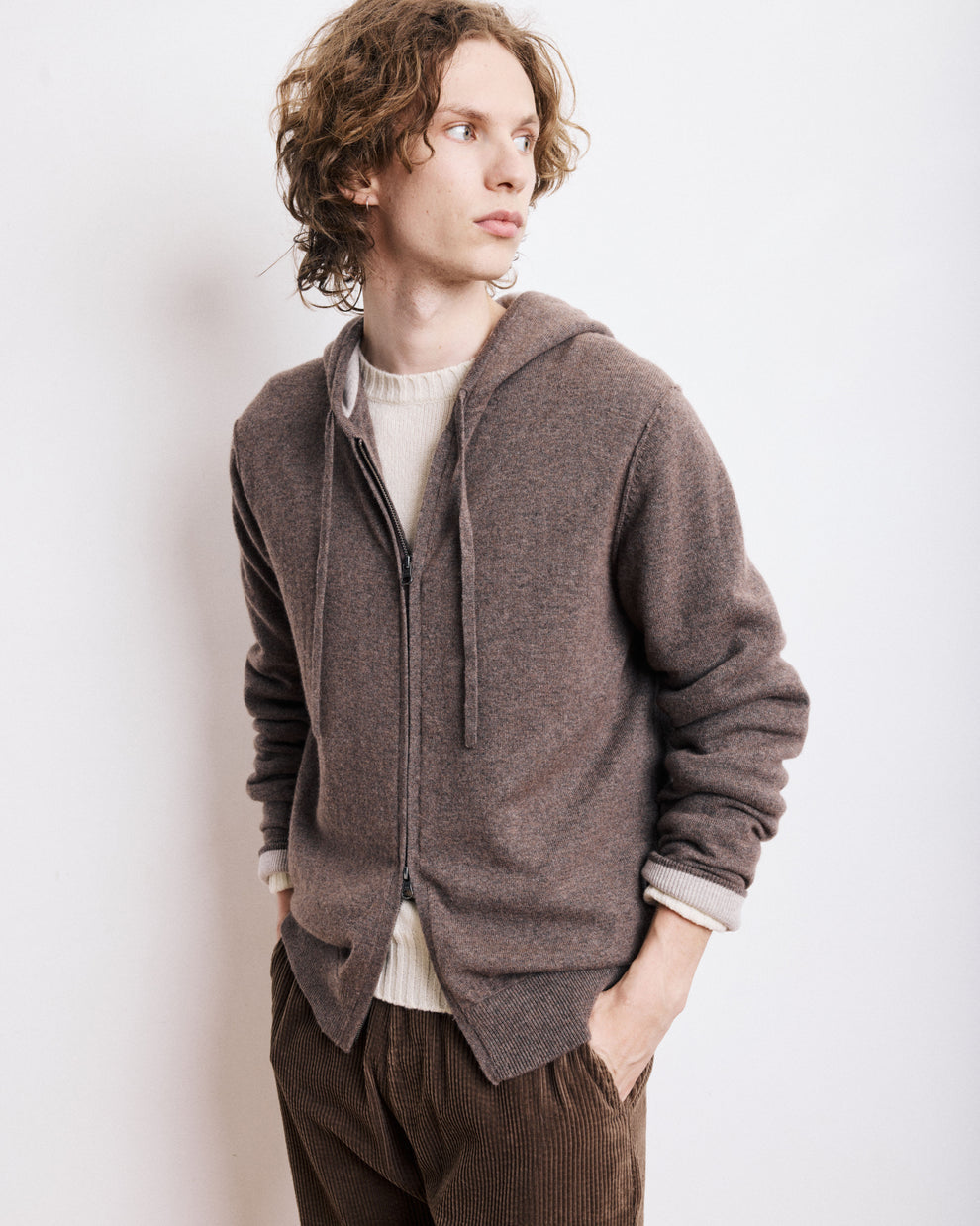 Cashmere hoodie MUSHROOM