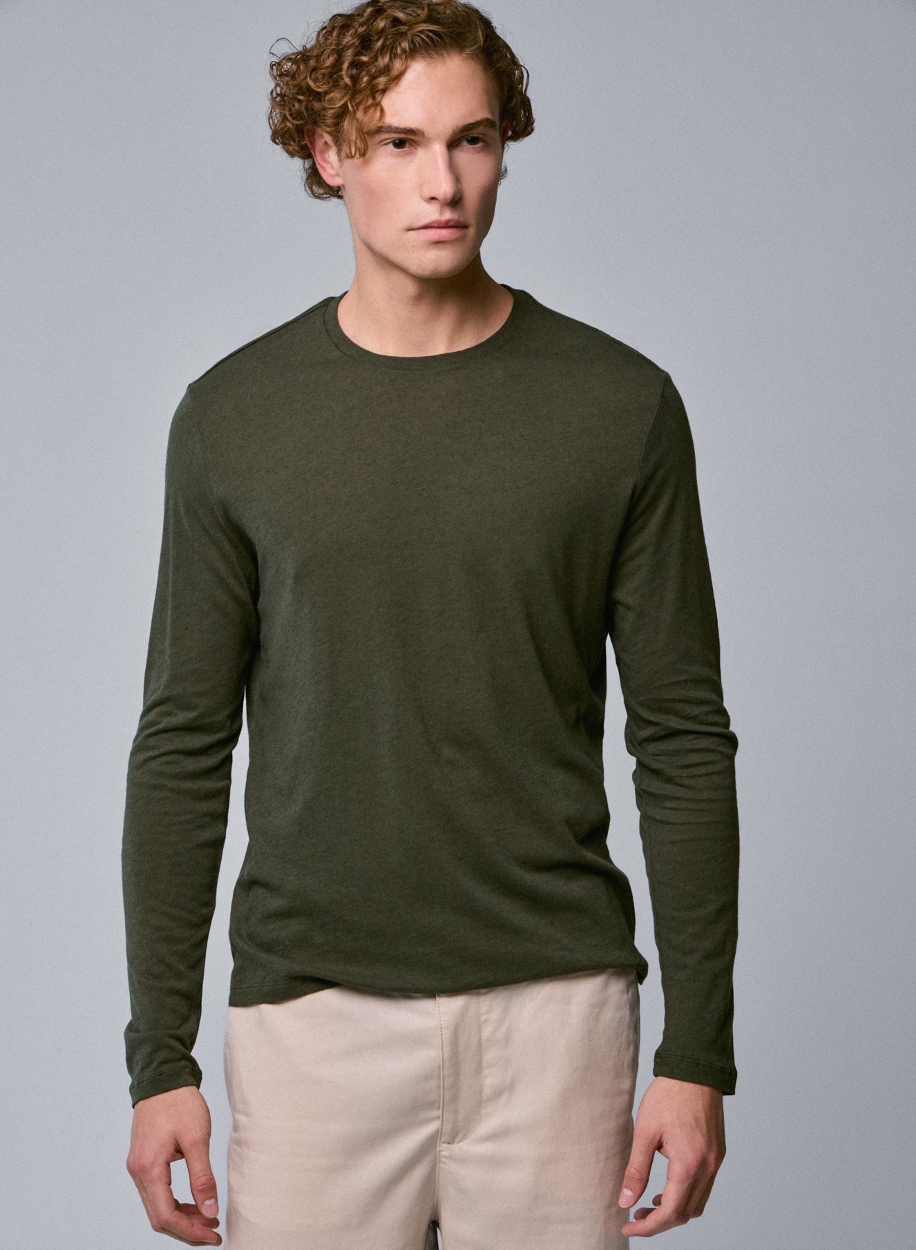 James, round neck long slv FOREST CHINE