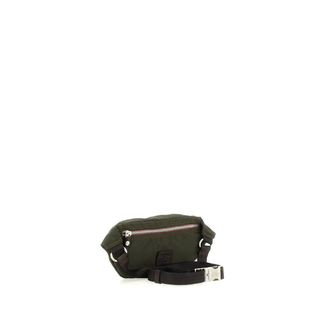 etna waist bag nylon+cow MILITARY+BROWN