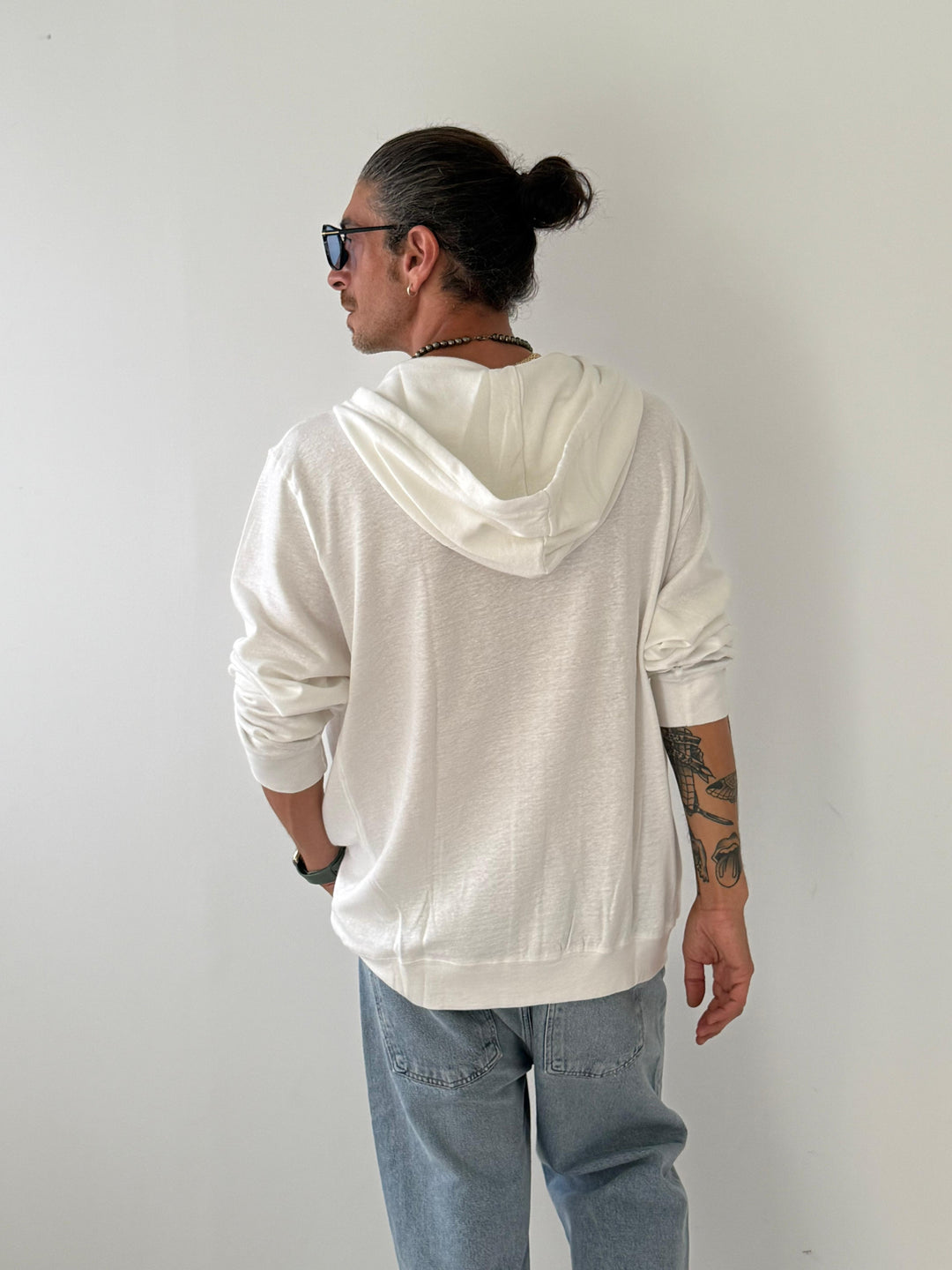 Zipped hoody sweater WHITE
