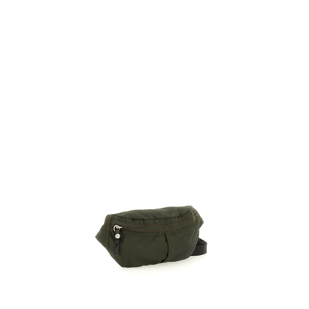 etna waist bag nylon+cow MILITARY+BROWN