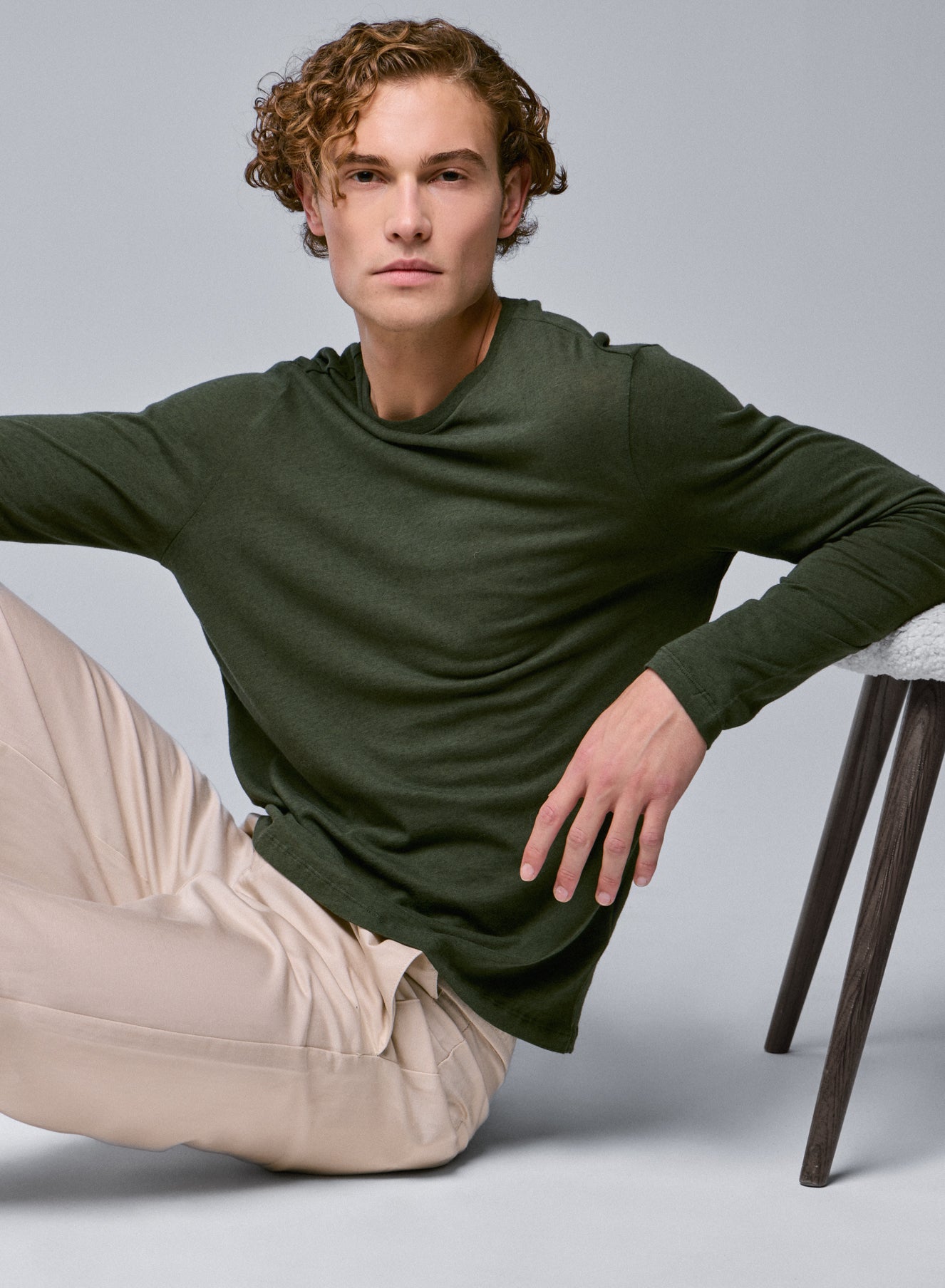 James, round neck long slv FOREST CHINE