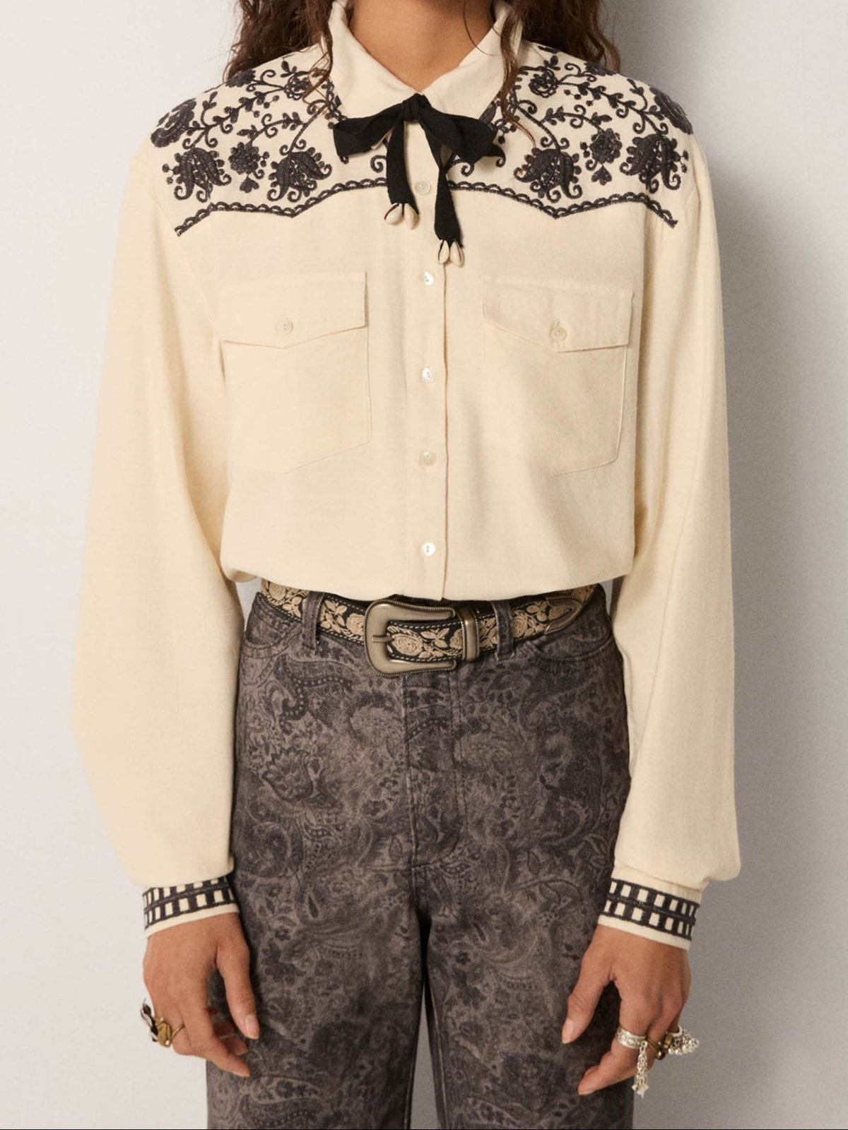 Blouse western soul patti CHARCOAL