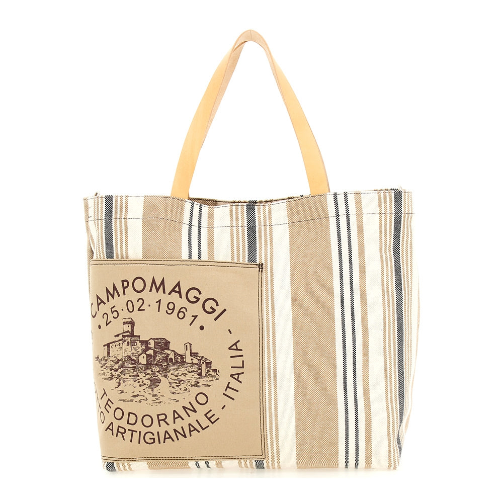 Shopping bag fabric+print BROWN
