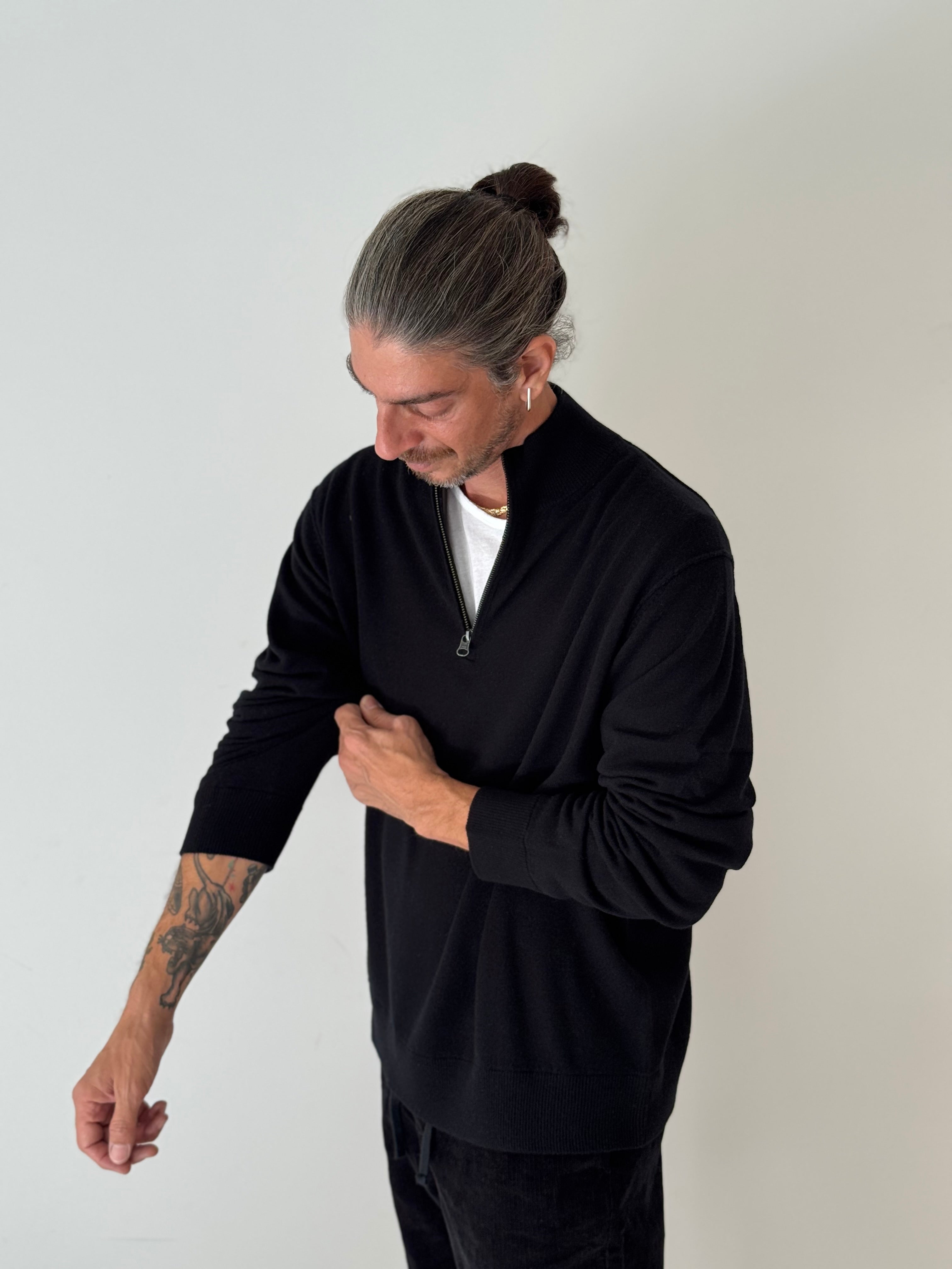 Cashmere trucker BLACK