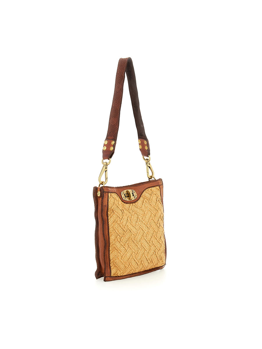 Crossbody bag straw NATURAL+D/COGNC