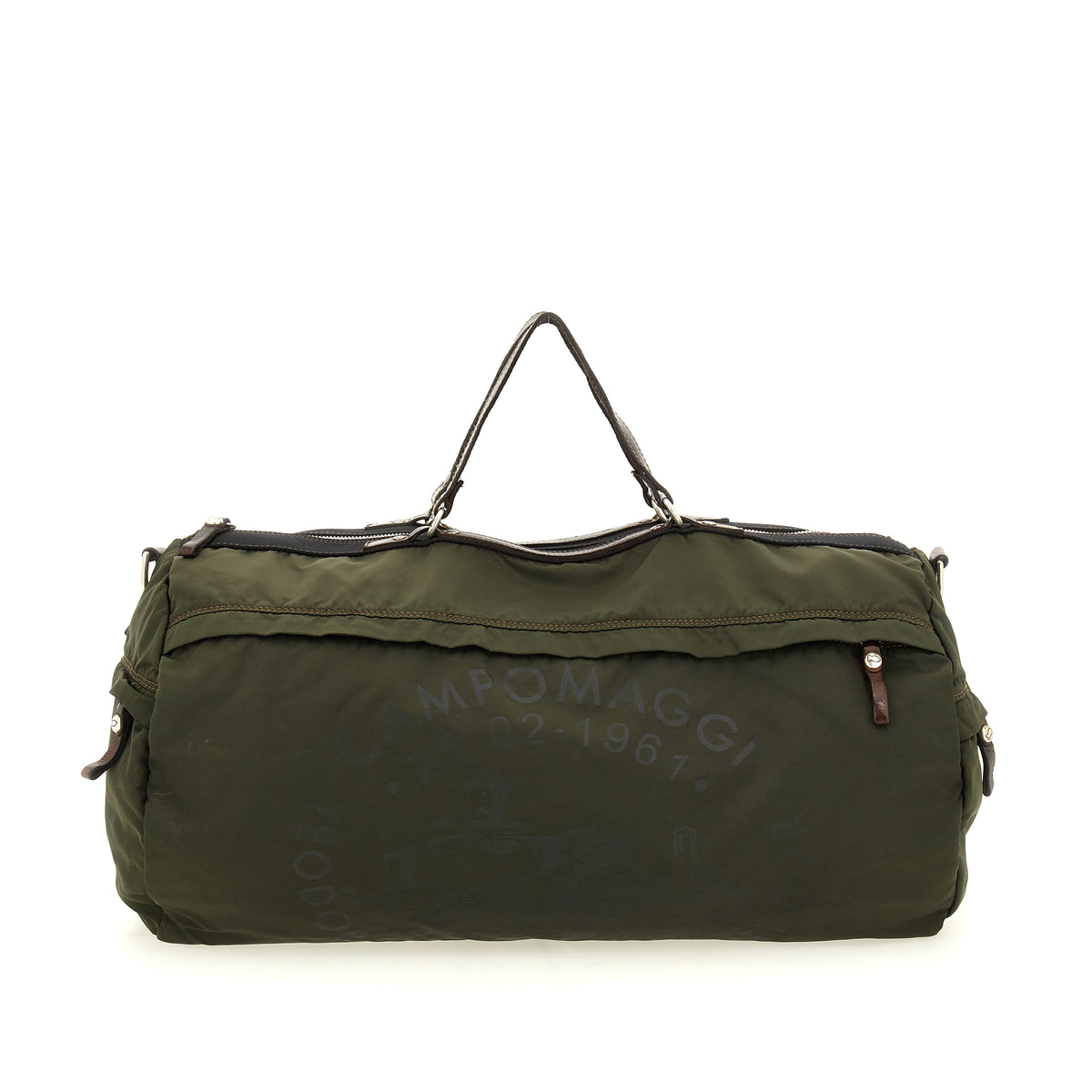 monviso weekend bag nylon+cow MILITARY+BROWN