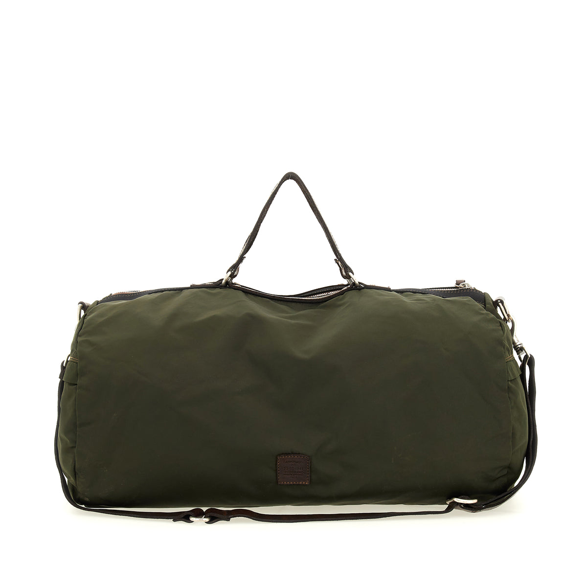 monviso weekend bag nylon+cow MILITARY+BROWN