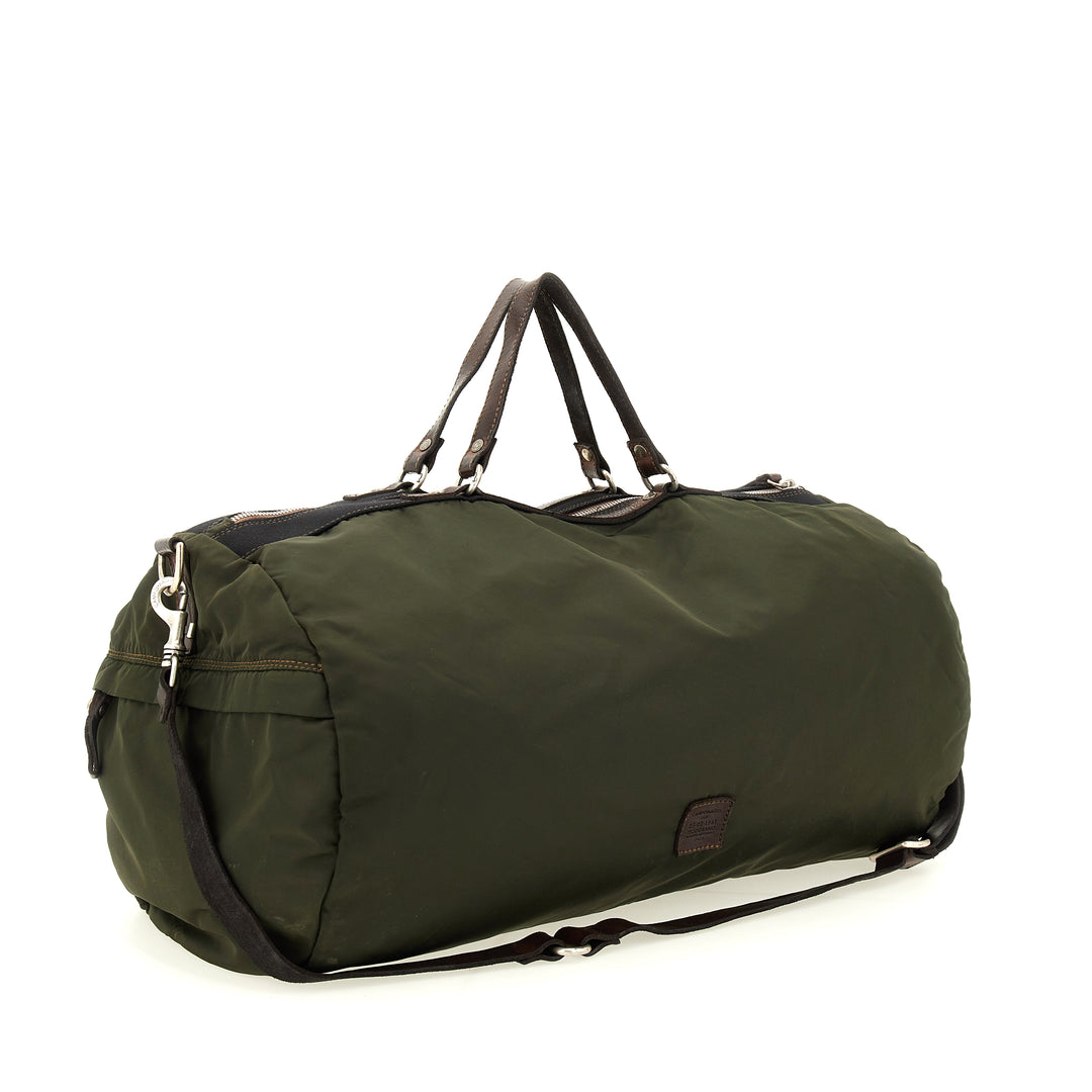 monviso weekend bag nylon+cow MILITARY+BROWN