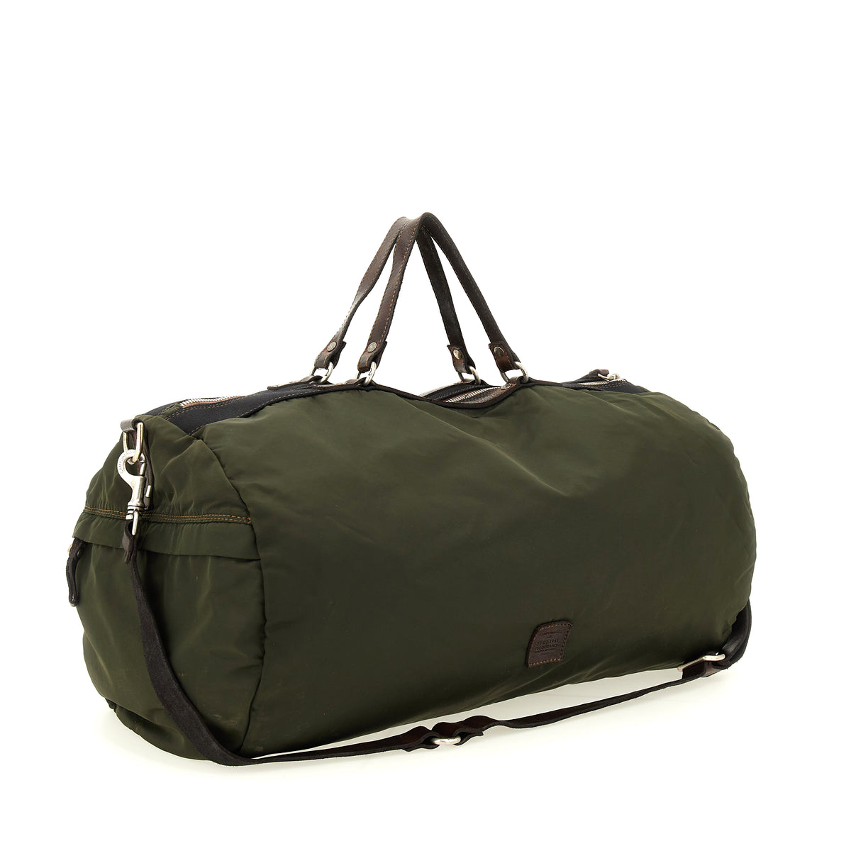 monviso weekend bag nylon+cow MILITARY+BROWN