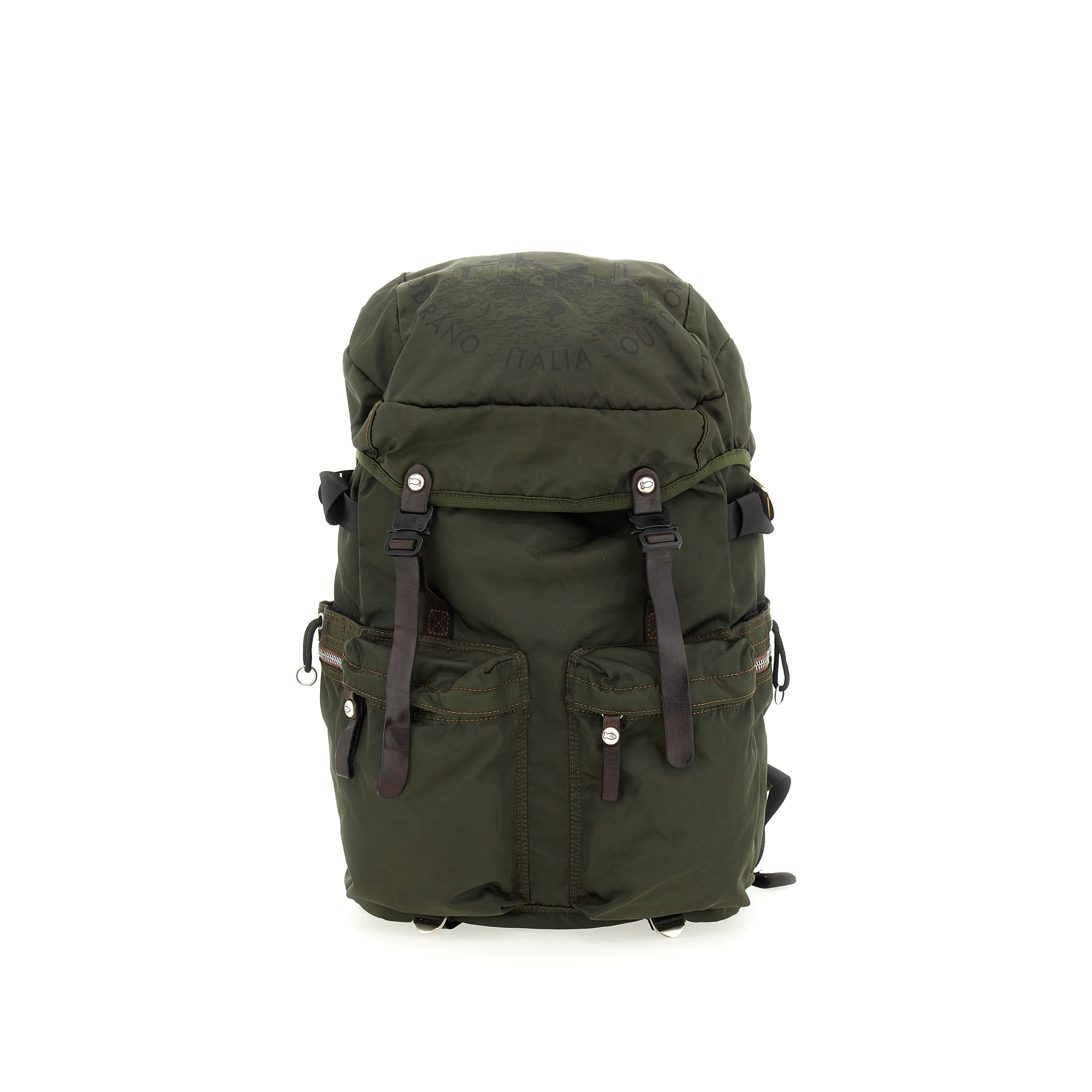 cervino backpack nylon+cow MILITARY+BROWN