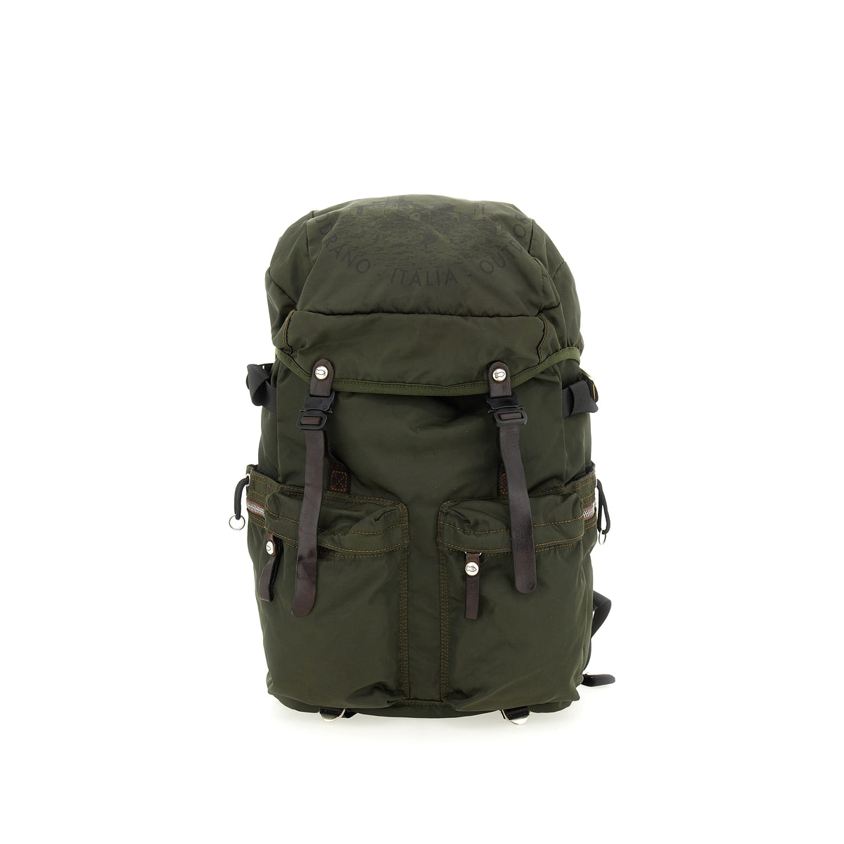cervino backpack nylon+cow MILITARY+BROWN