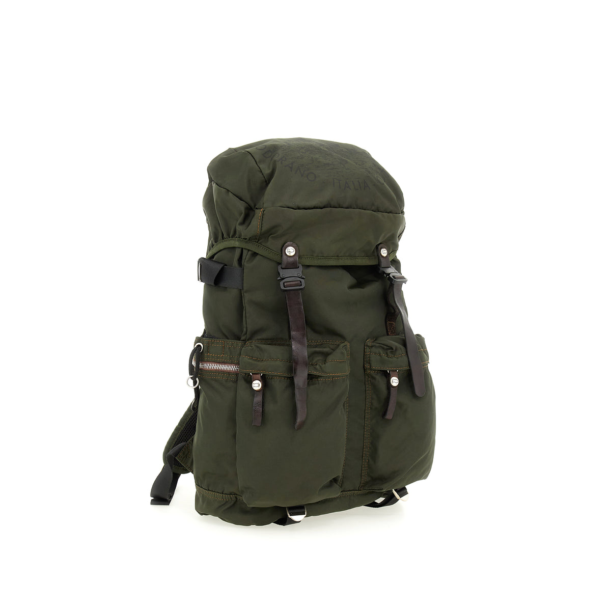cervino backpack nylon+cow MILITARY+BROWN