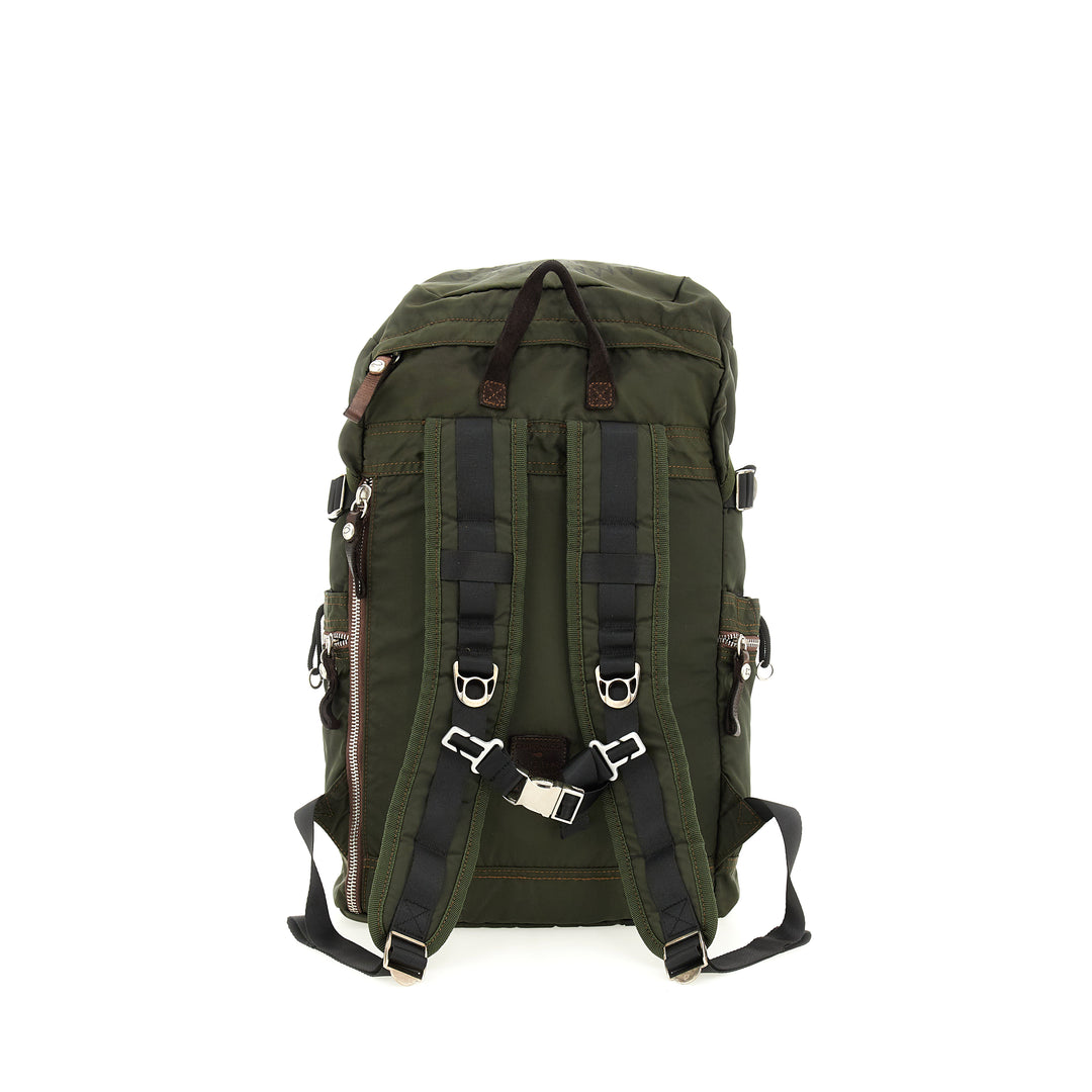 cervino backpack nylon+cow MILITARY+BROWN
