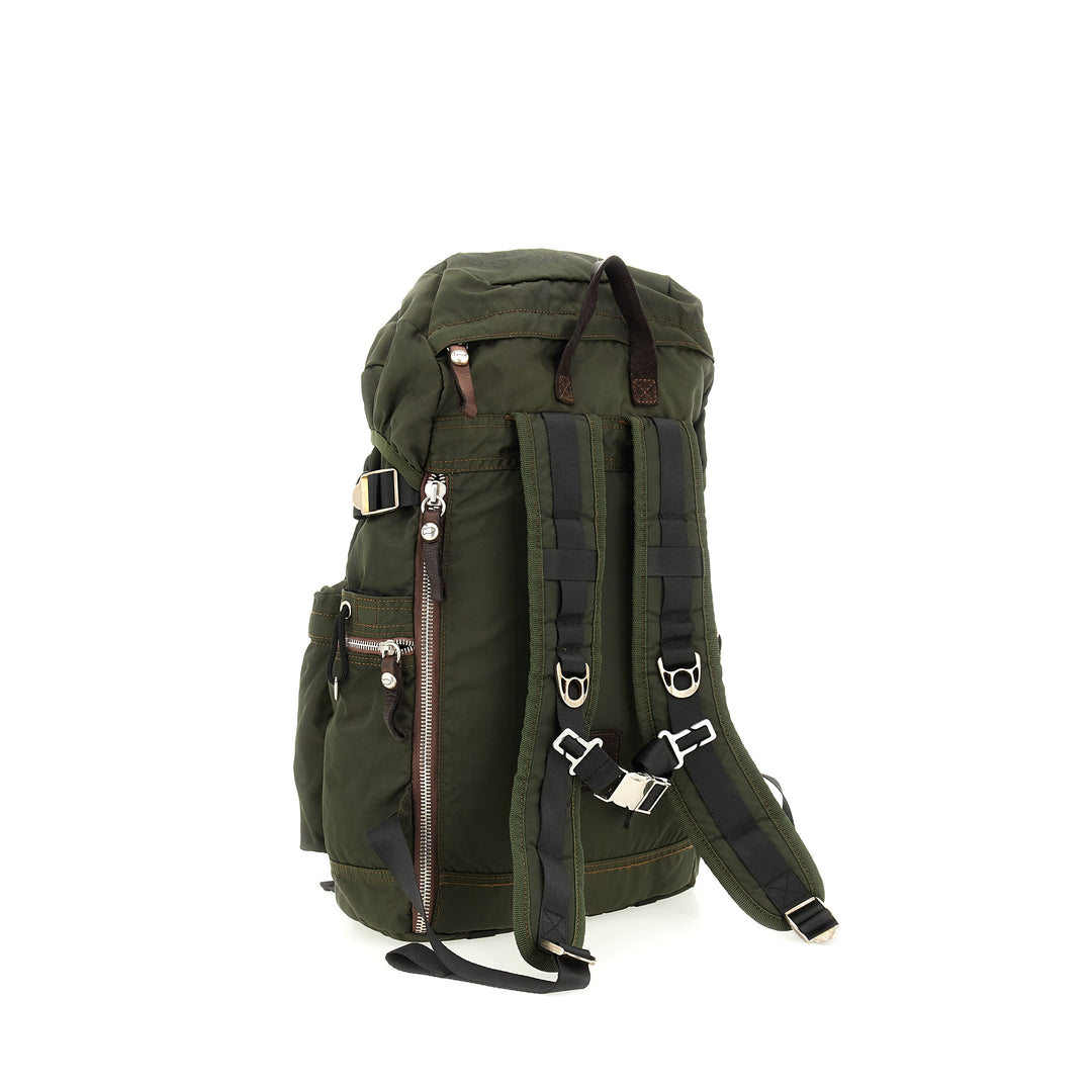 cervino backpack nylon+cow MILITARY+BROWN