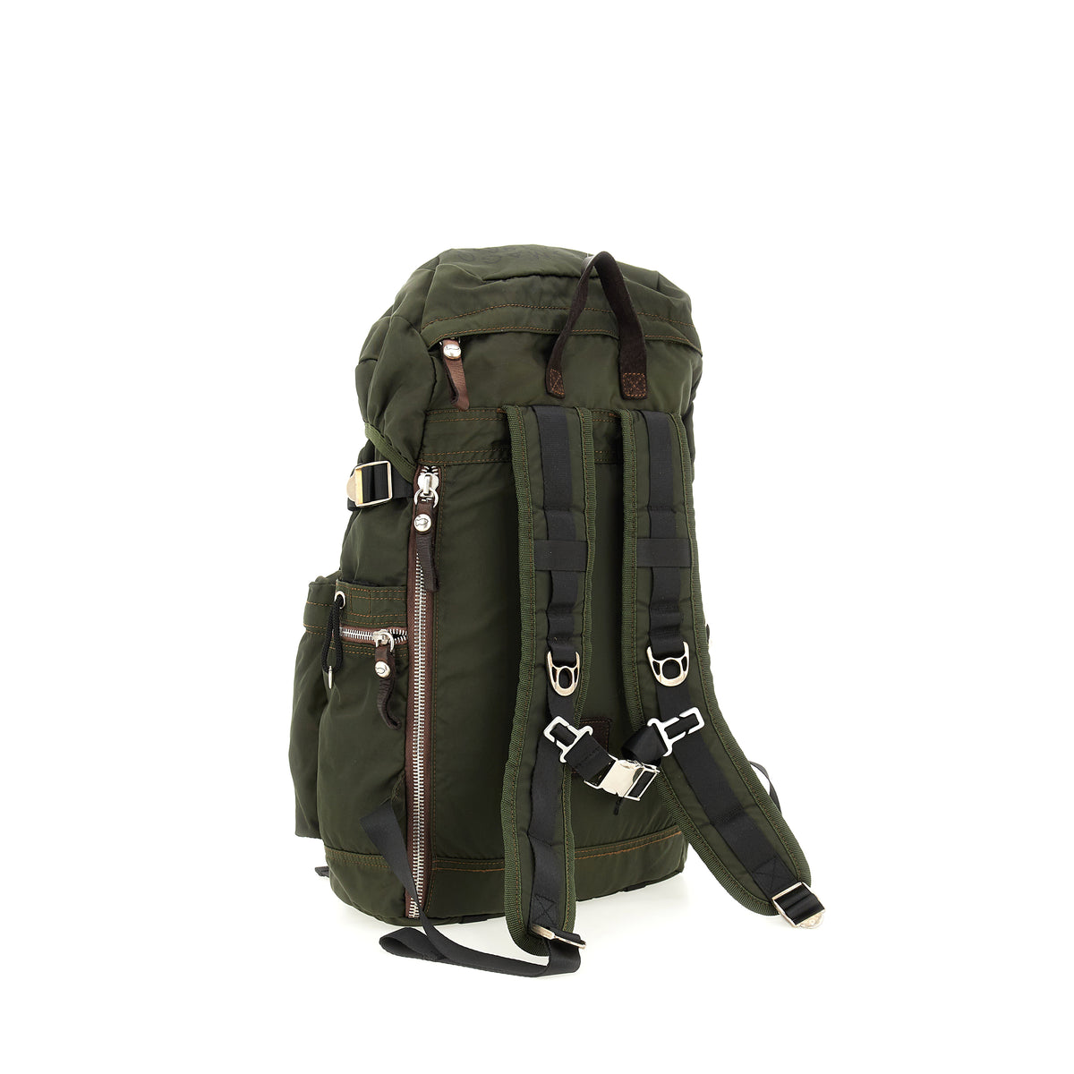 cervino backpack nylon+cow MILITARY+BROWN
