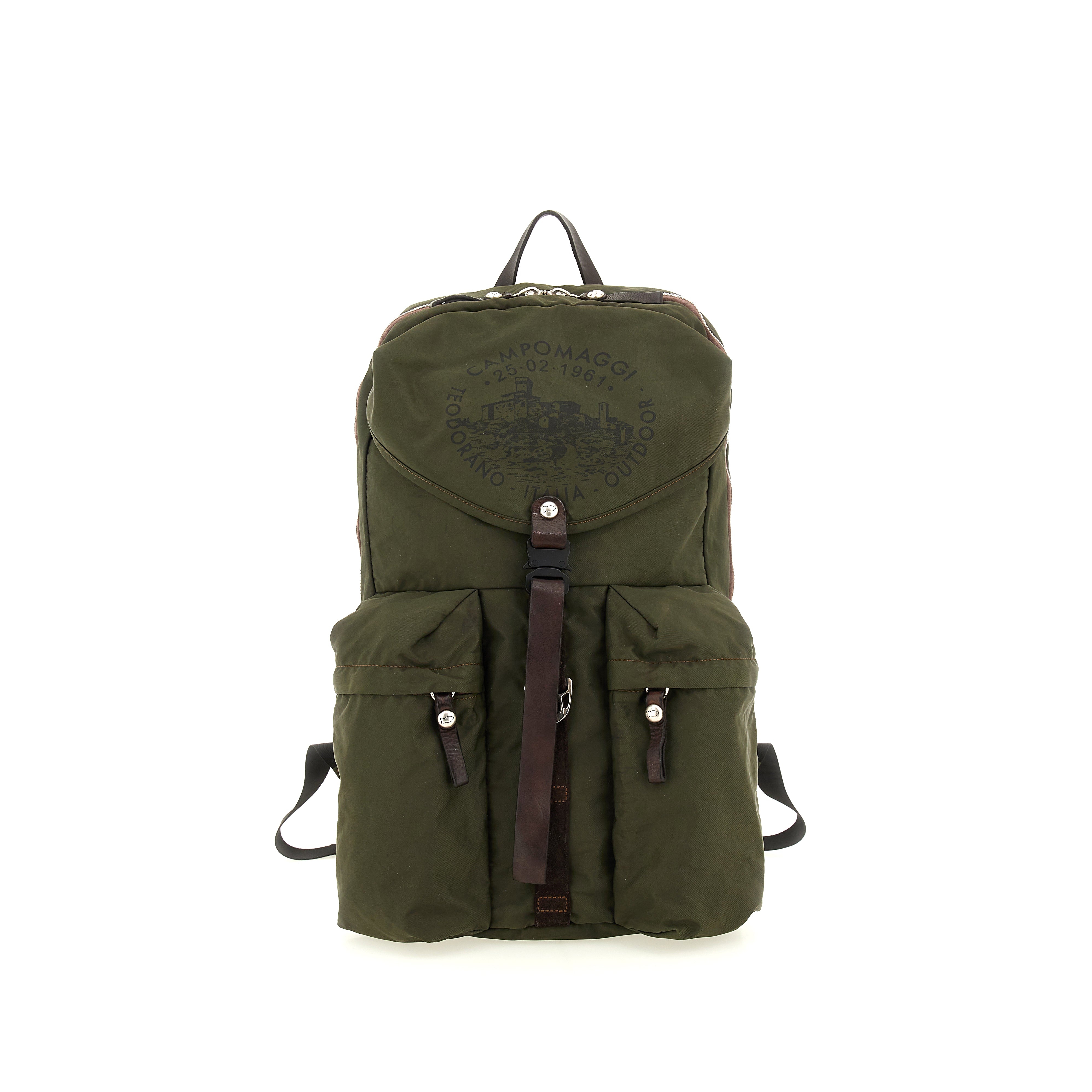 ortles backpack nylon+cow+print MILITARY+BROWN