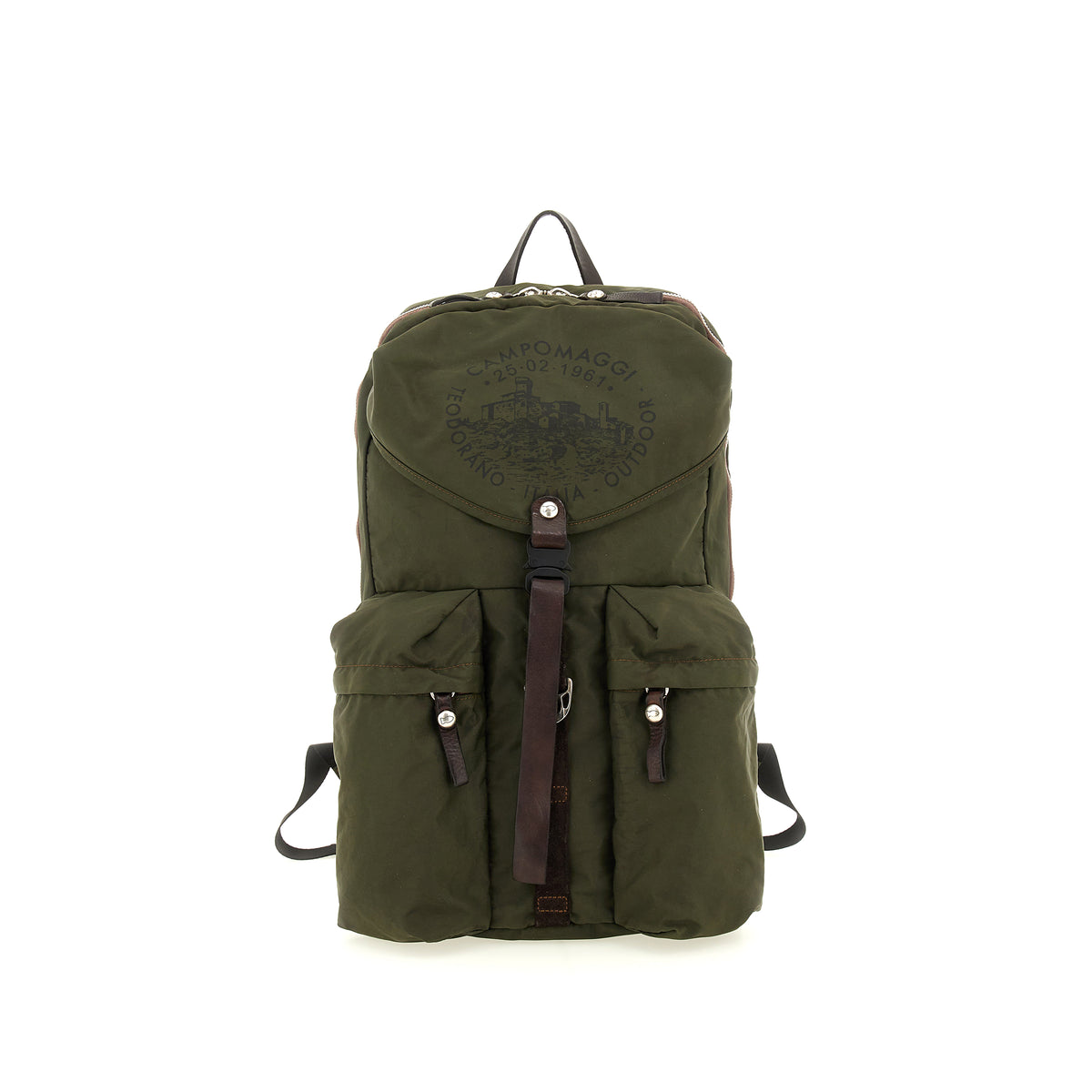 ortles backpack nylon+cow+print MILITARY+BROWN