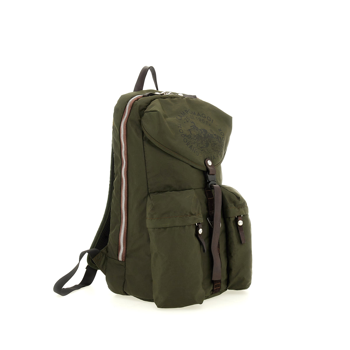 ortles backpack nylon+cow+print MILITARY+BROWN