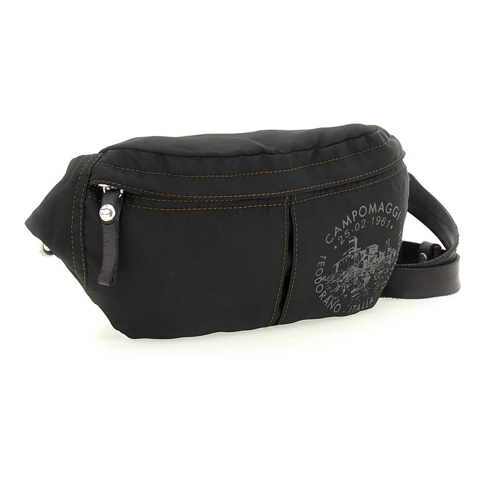 etna waist bag nylon+cow BLACK +D. GREY