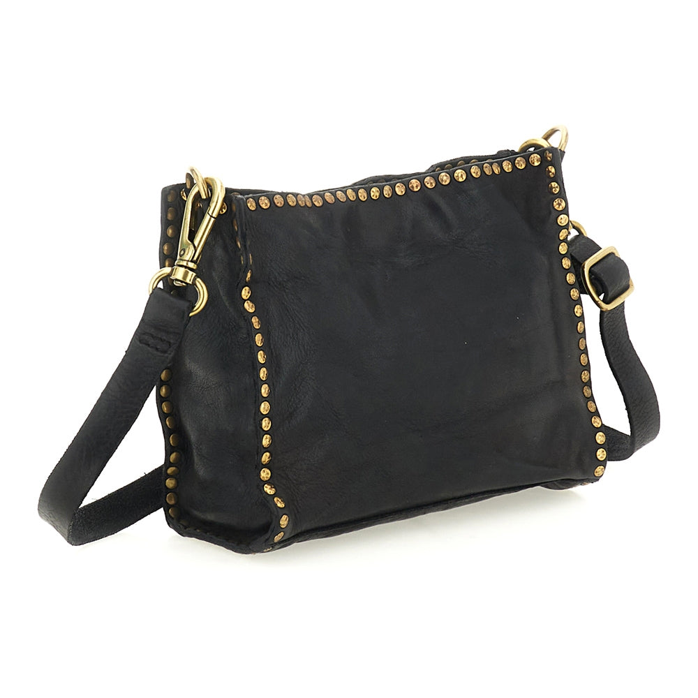 Agata shoulder bag cow+studs BLACK