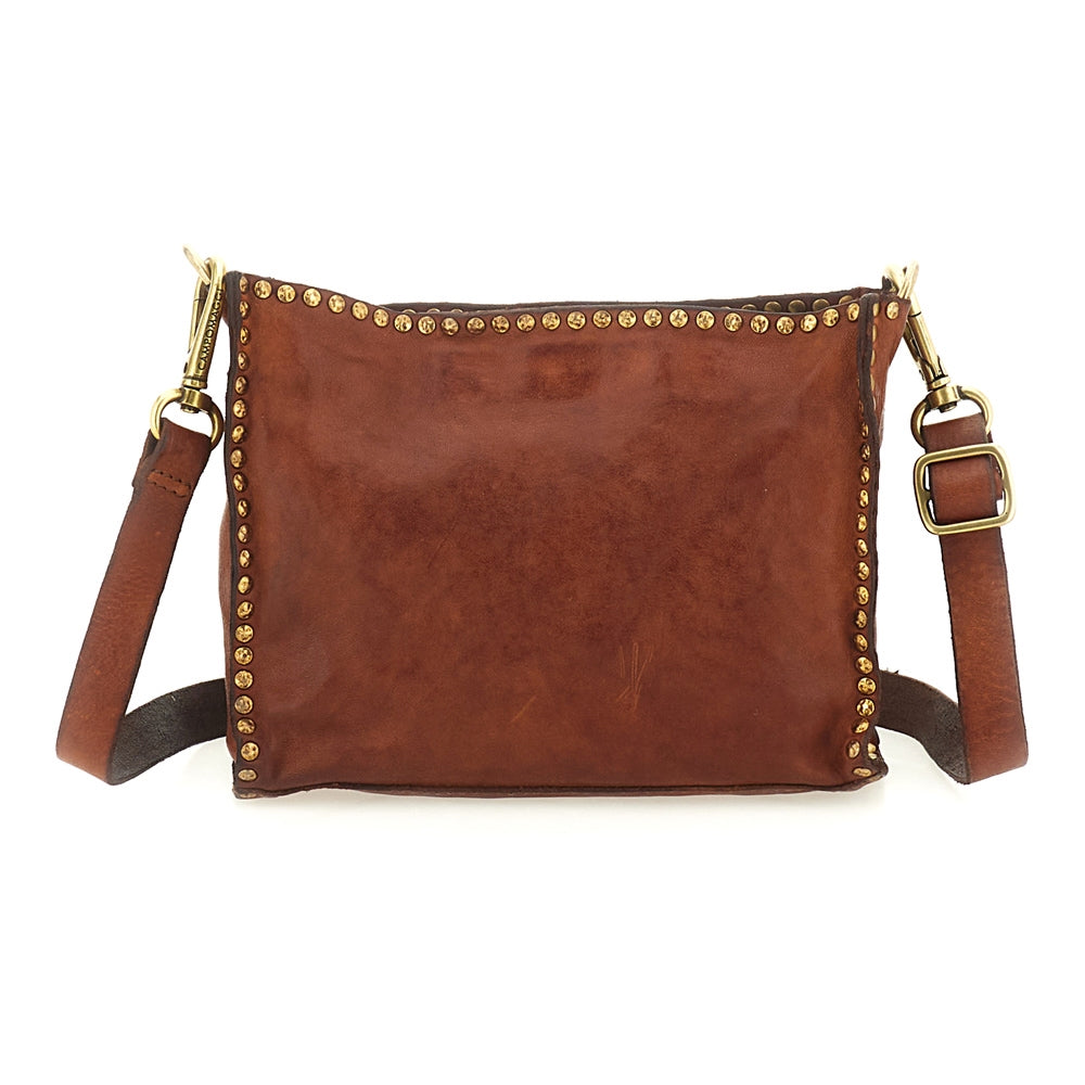Agata shoulder bag cow+studs COGNAC