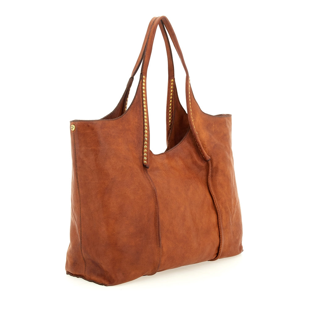 Antonia shopping cow+studs COGNAC