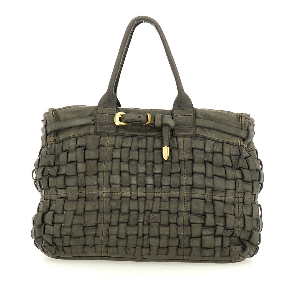 Penelope shopping bag cow woven CEMENT