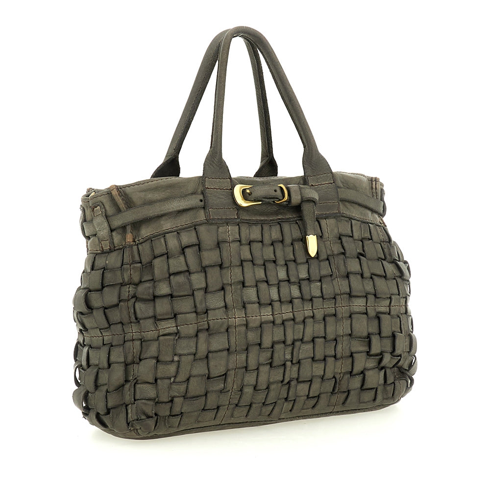 Penelope shopping bag cow woven CEMENT