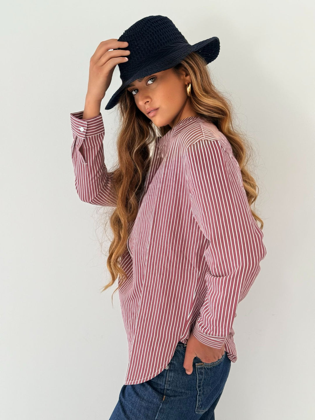 Claudie shirt RAYURE OLD PINK