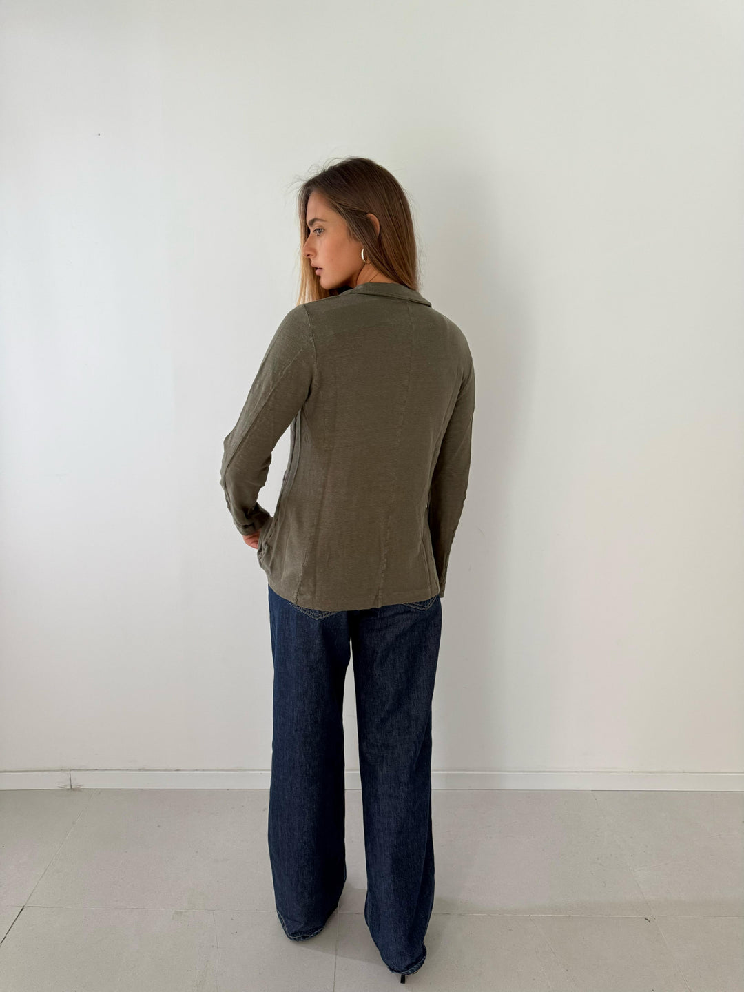 Jacket piped pockets LICHEN