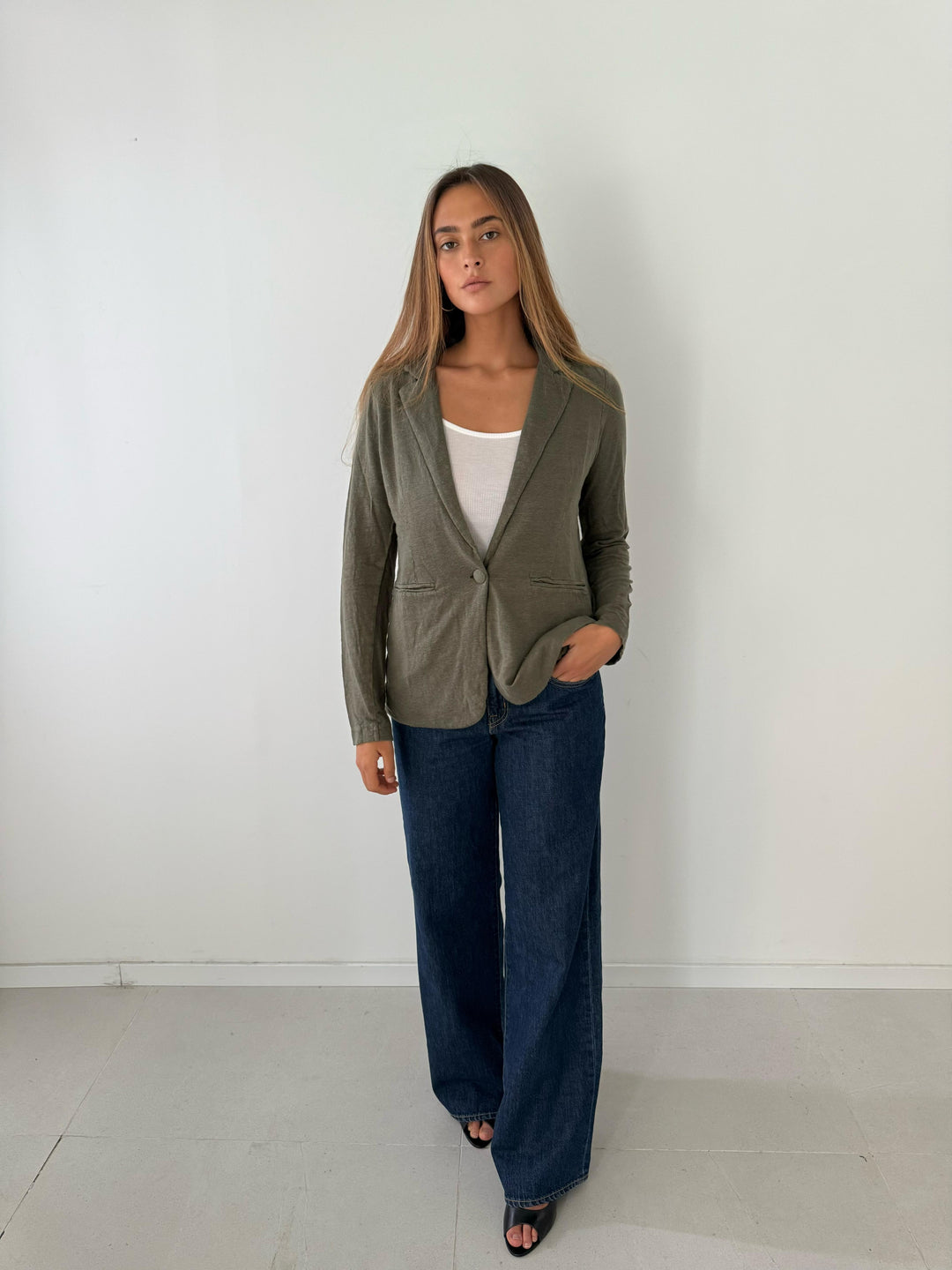 Jacket piped pockets LICHEN
