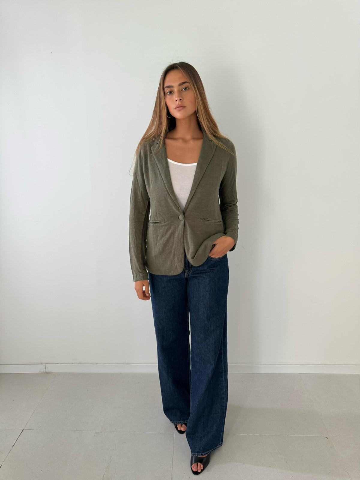 Jacket piped pockets LICHEN