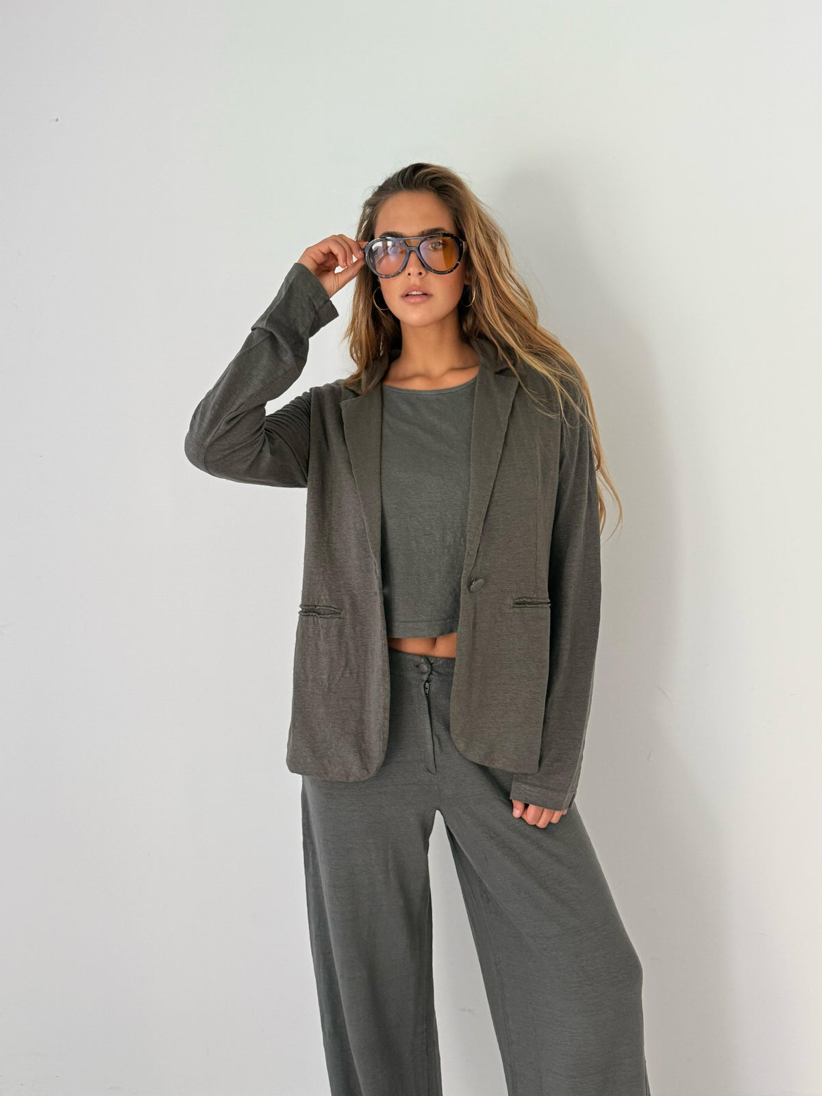 Jacket piped pockets PEBBLE