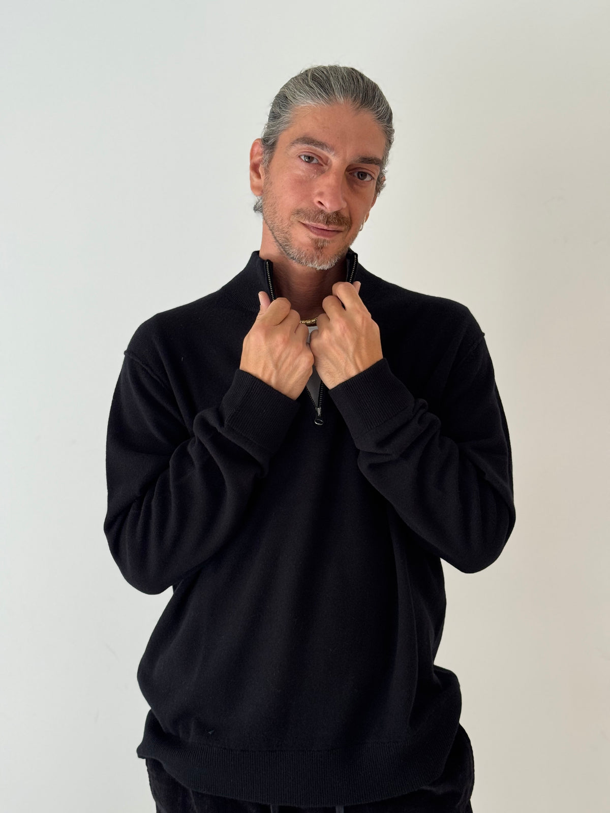 Cashmere trucker BLACK