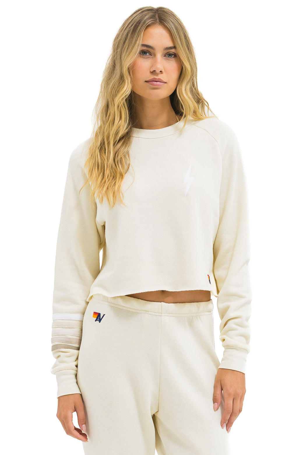 Bolt rugby stitch crop sweatshirt V.WHITE/WHT GRY