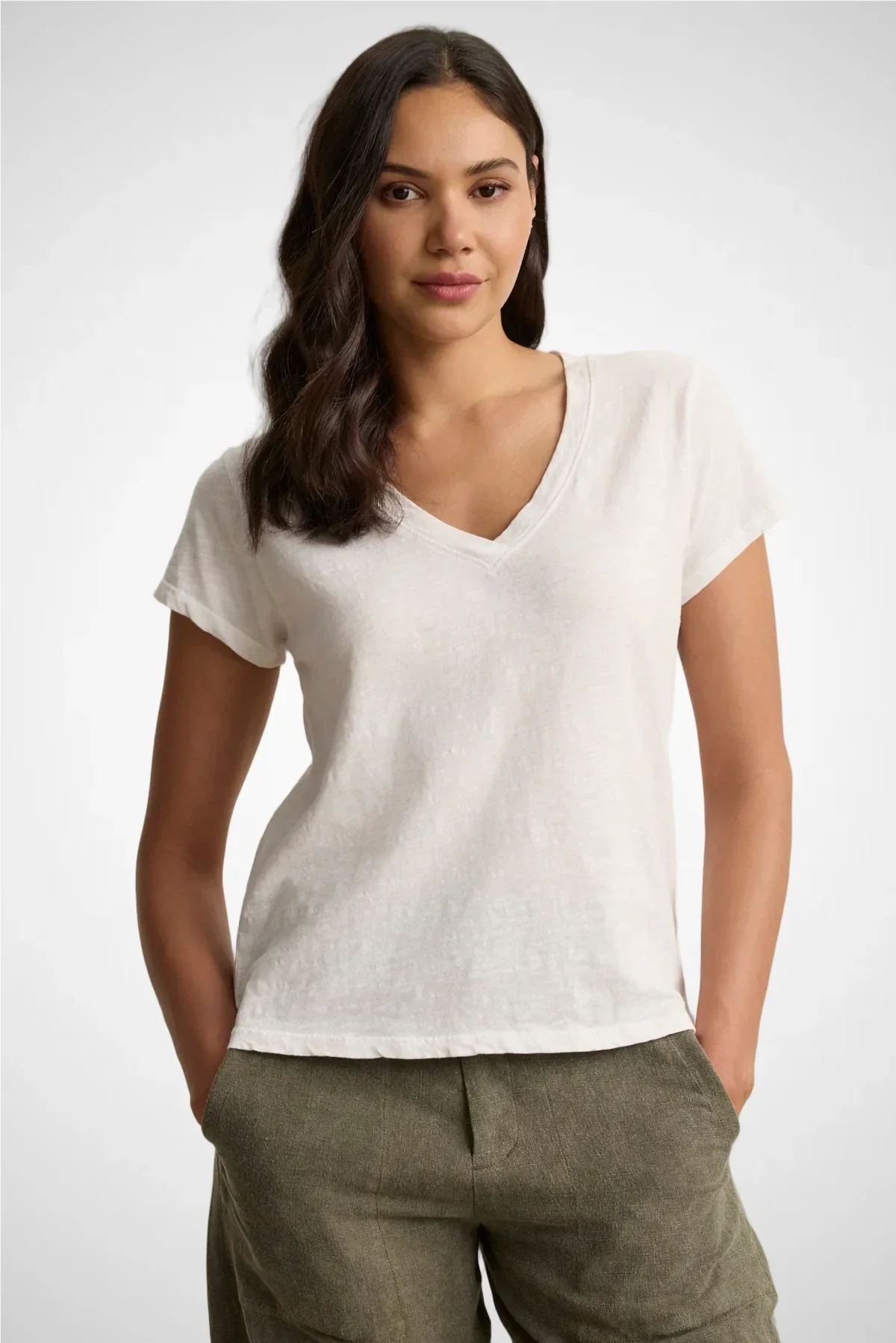 V neck top WHITE