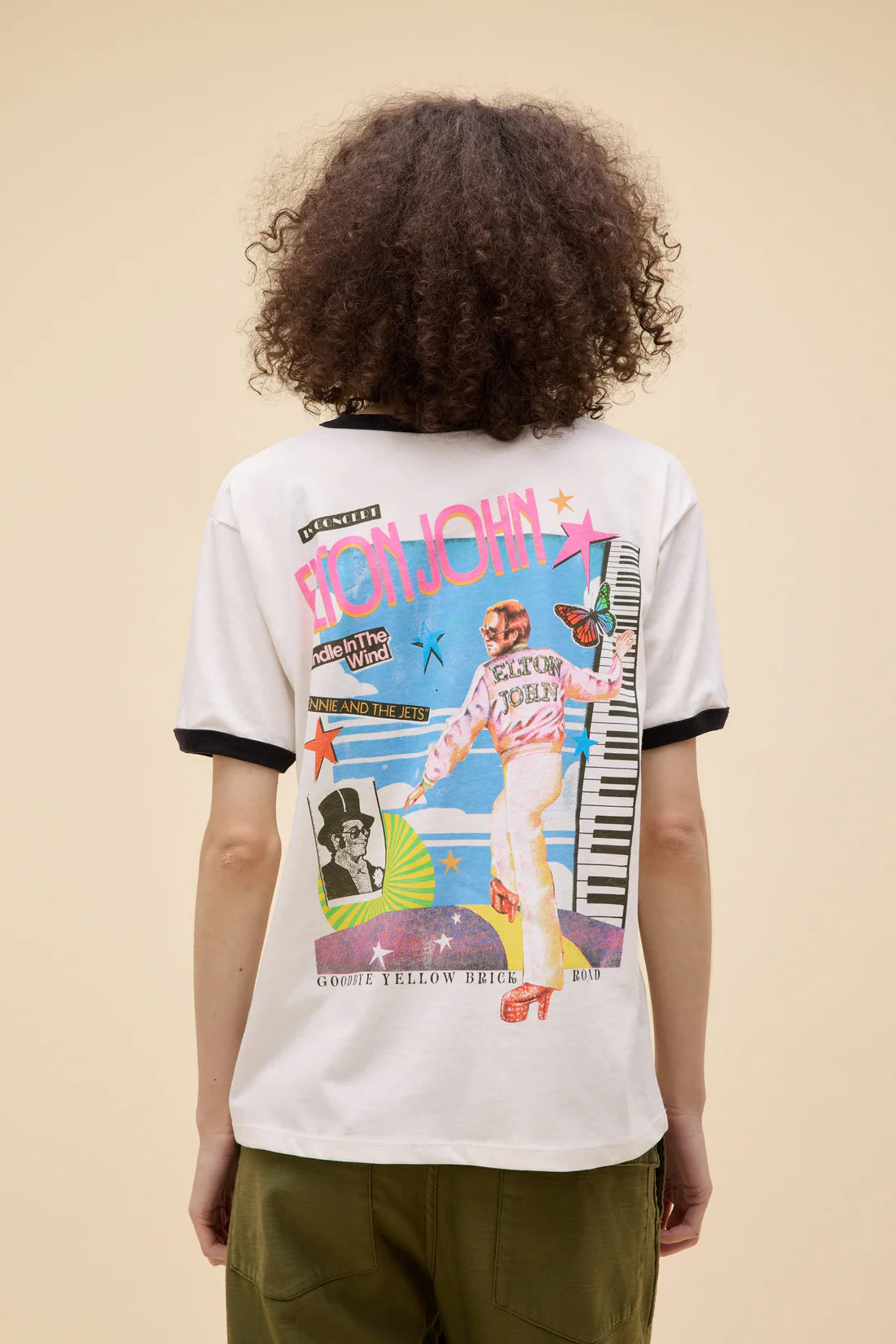 Elton John 1973 pop art oversized VINTAGE WHITE