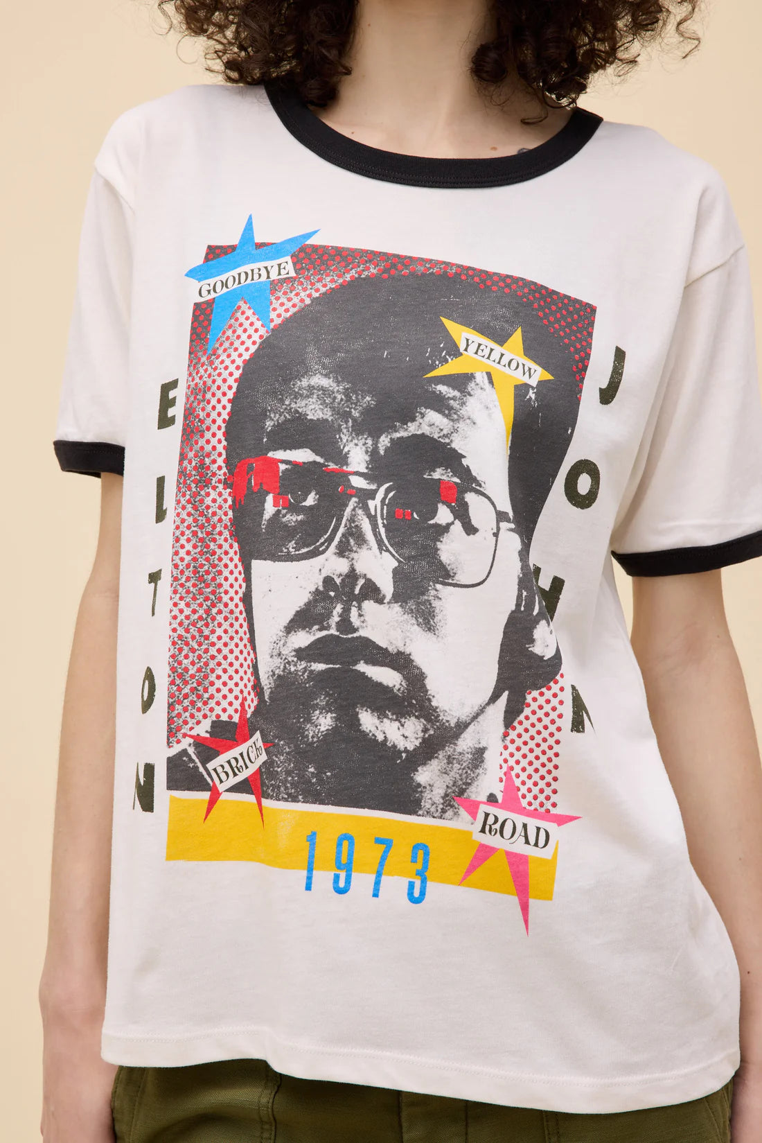 Elton John 1973 pop art oversized VINTAGE WHITE