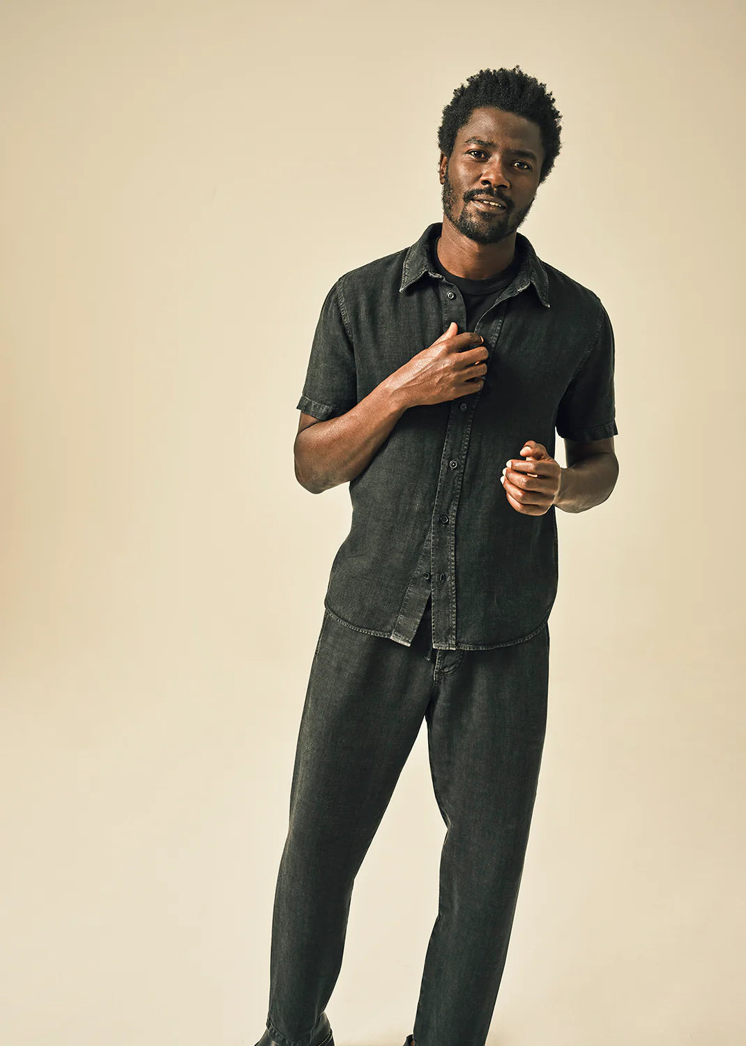 Cairo short slv shirt WASHED BLACK