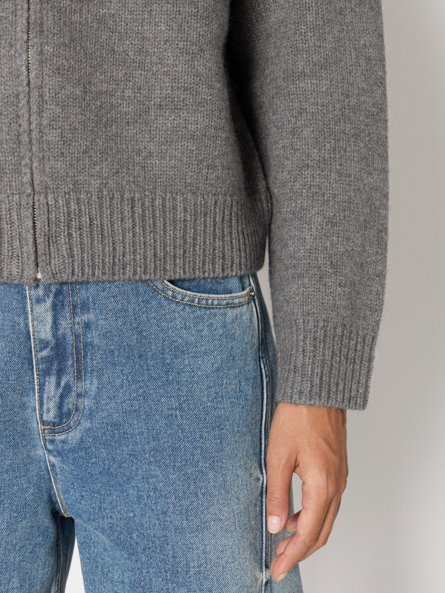 Zip hoodie detail strass MELANGE GREY