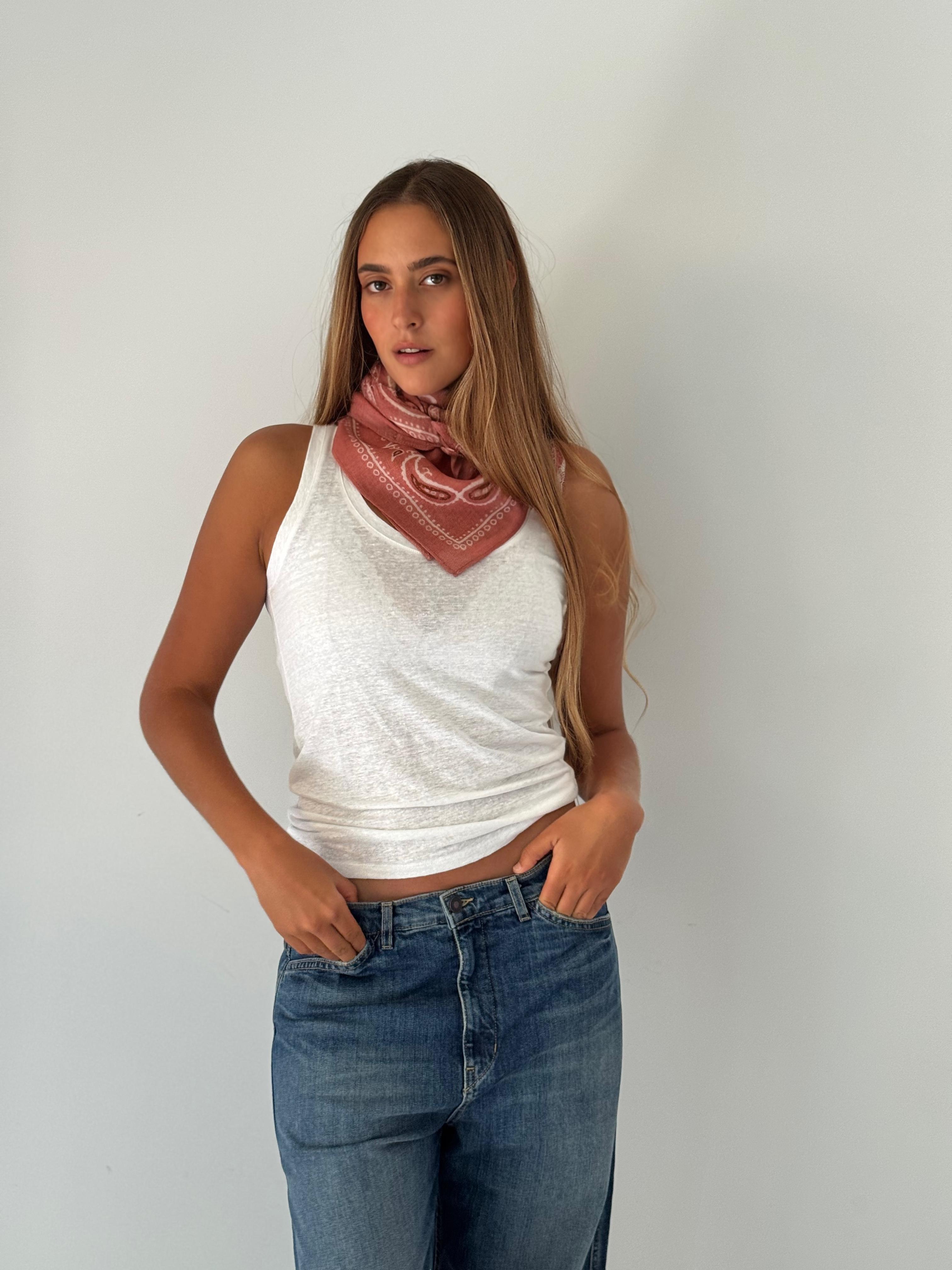 Scarf bandana woven OLD PINK