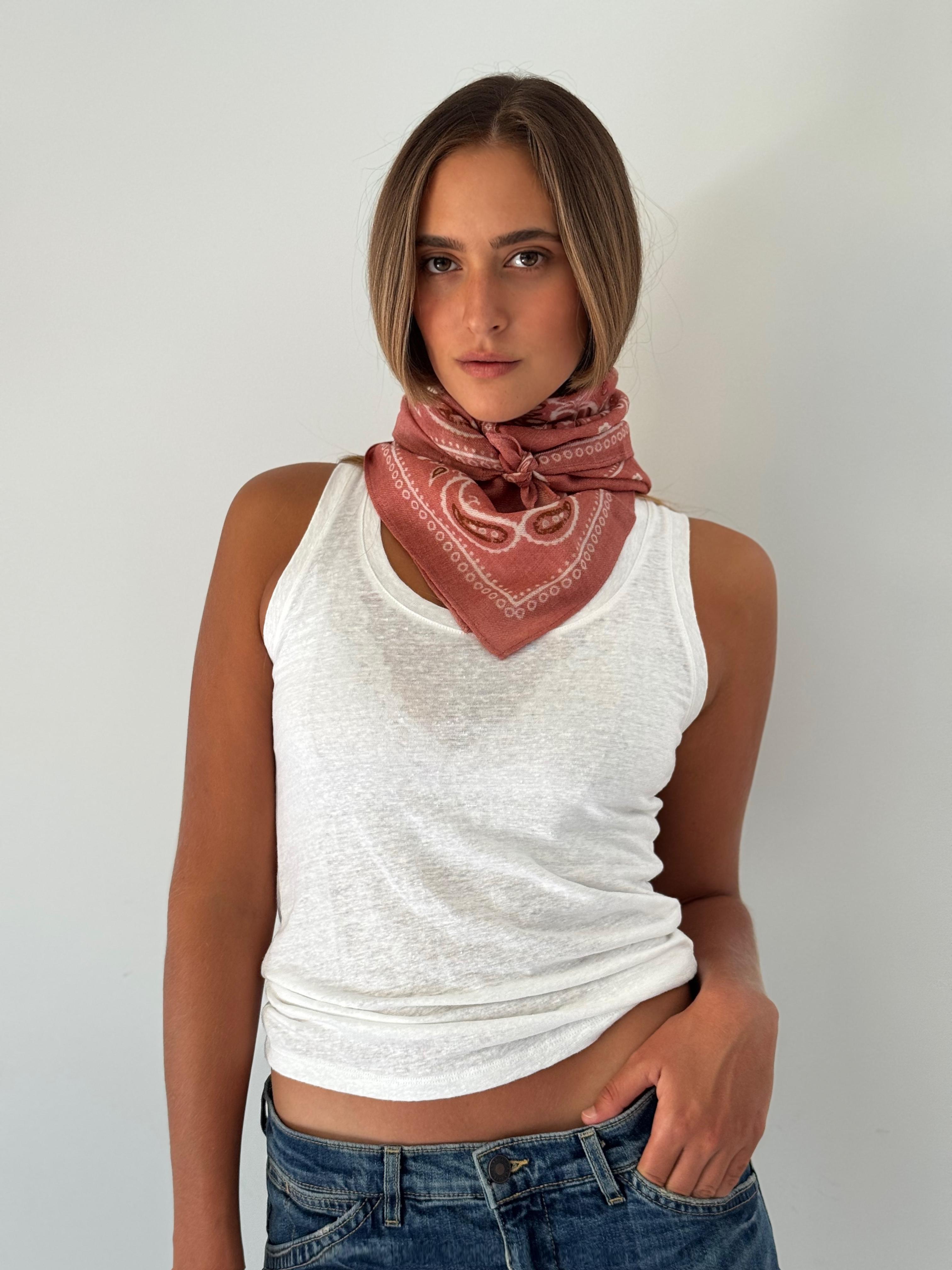 Scarf bandana woven OLD PINK