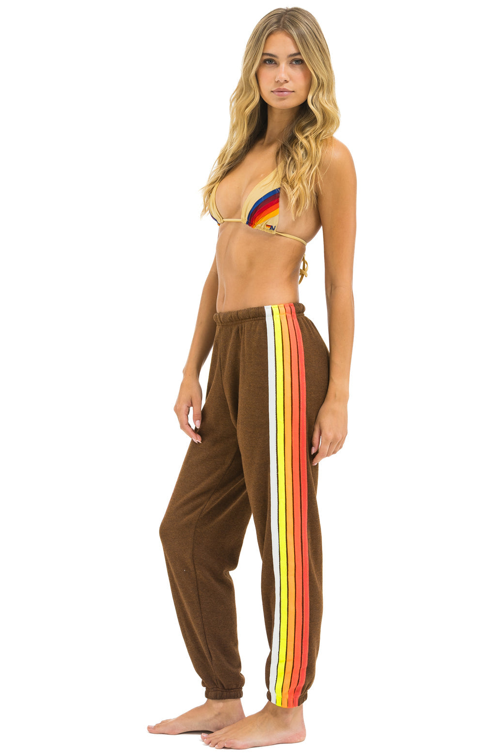 5 Stripe sweatpants CHOCO/WHT NEON