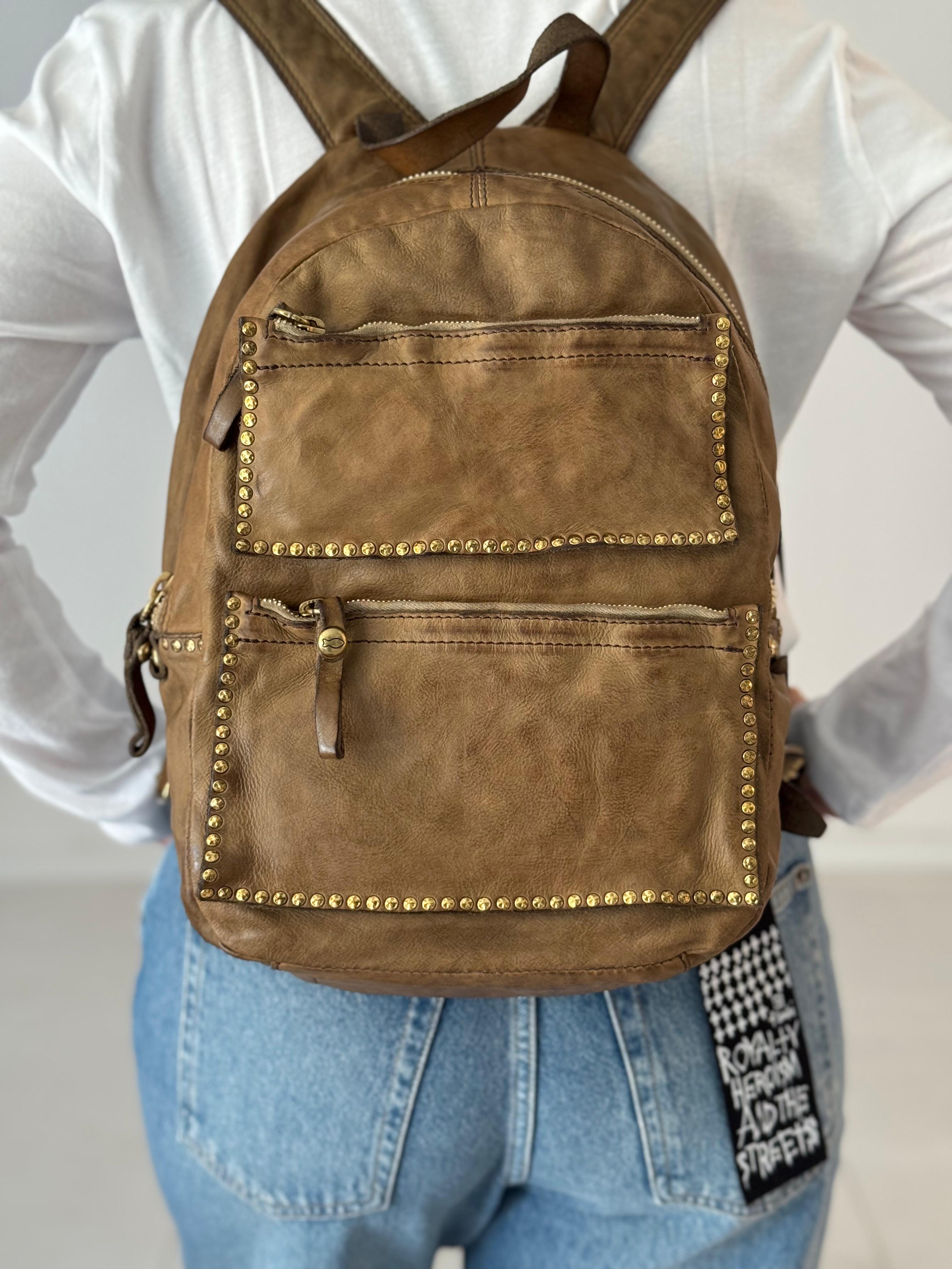 Claudia backpack cow+studs MILITARY