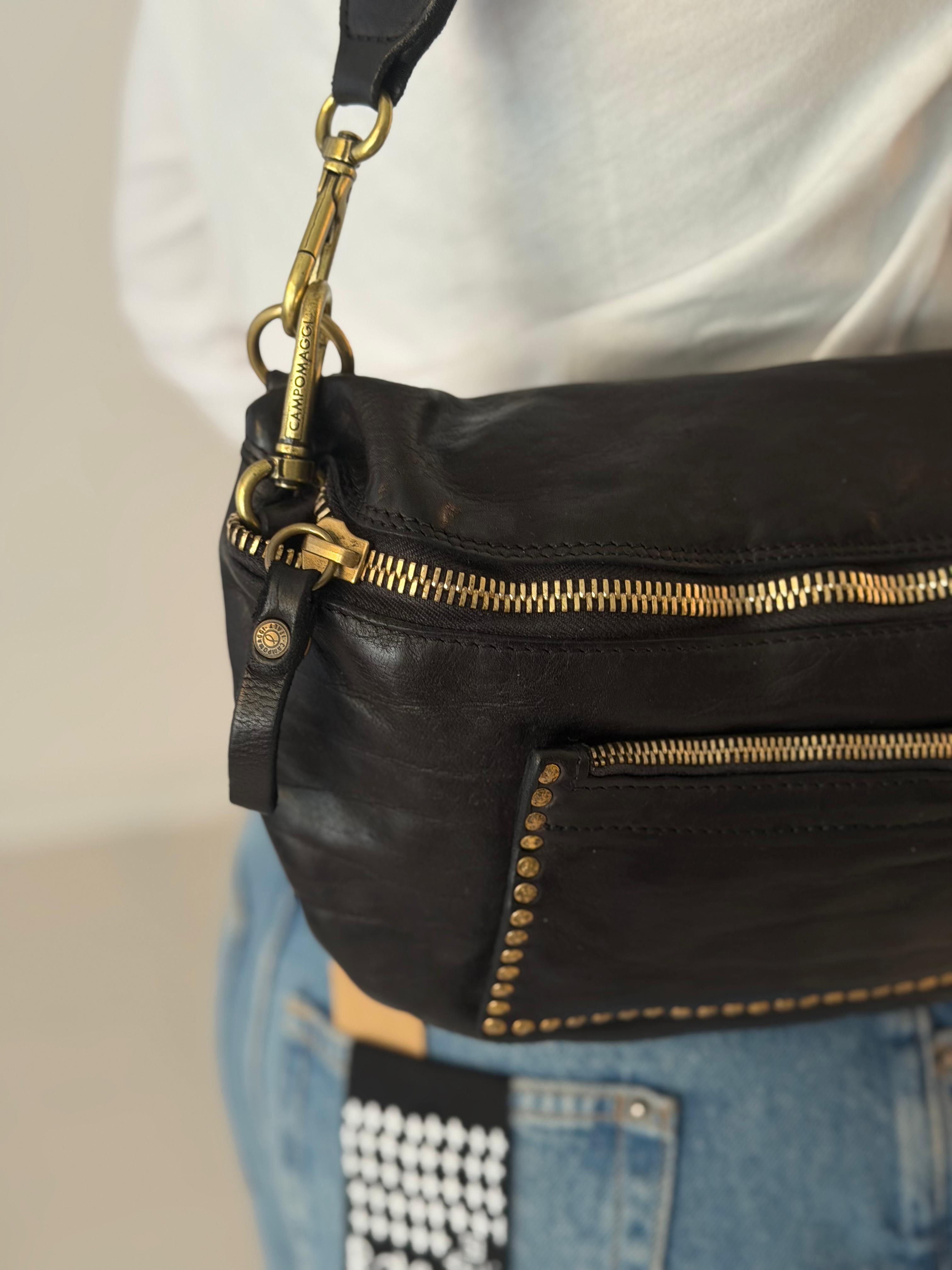 Nicole shoulder bag cow+studs BLACK