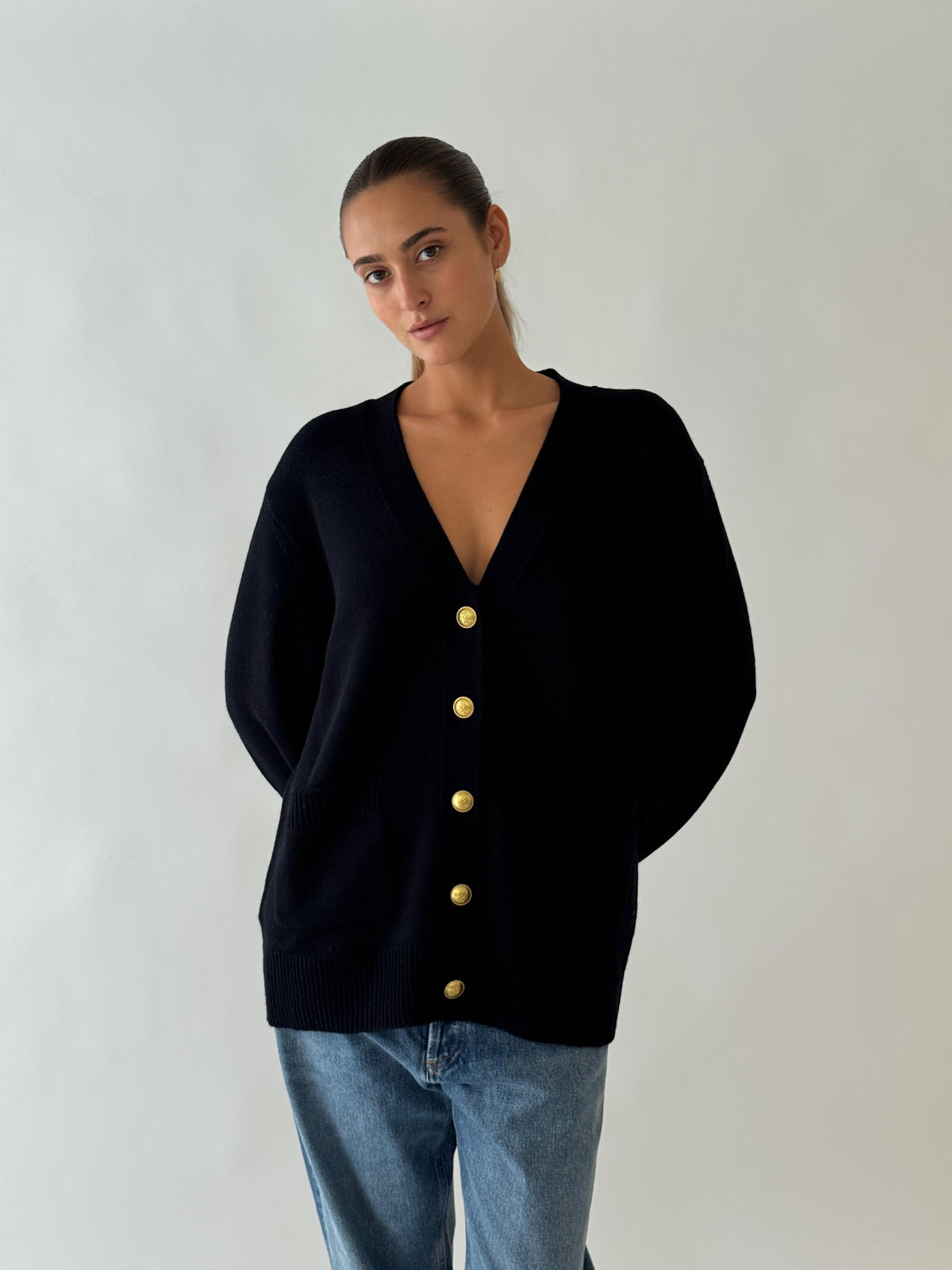 sweater v neck BLACK
