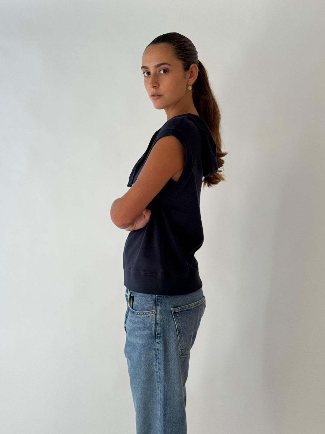 Sleeveless hoody MARINE